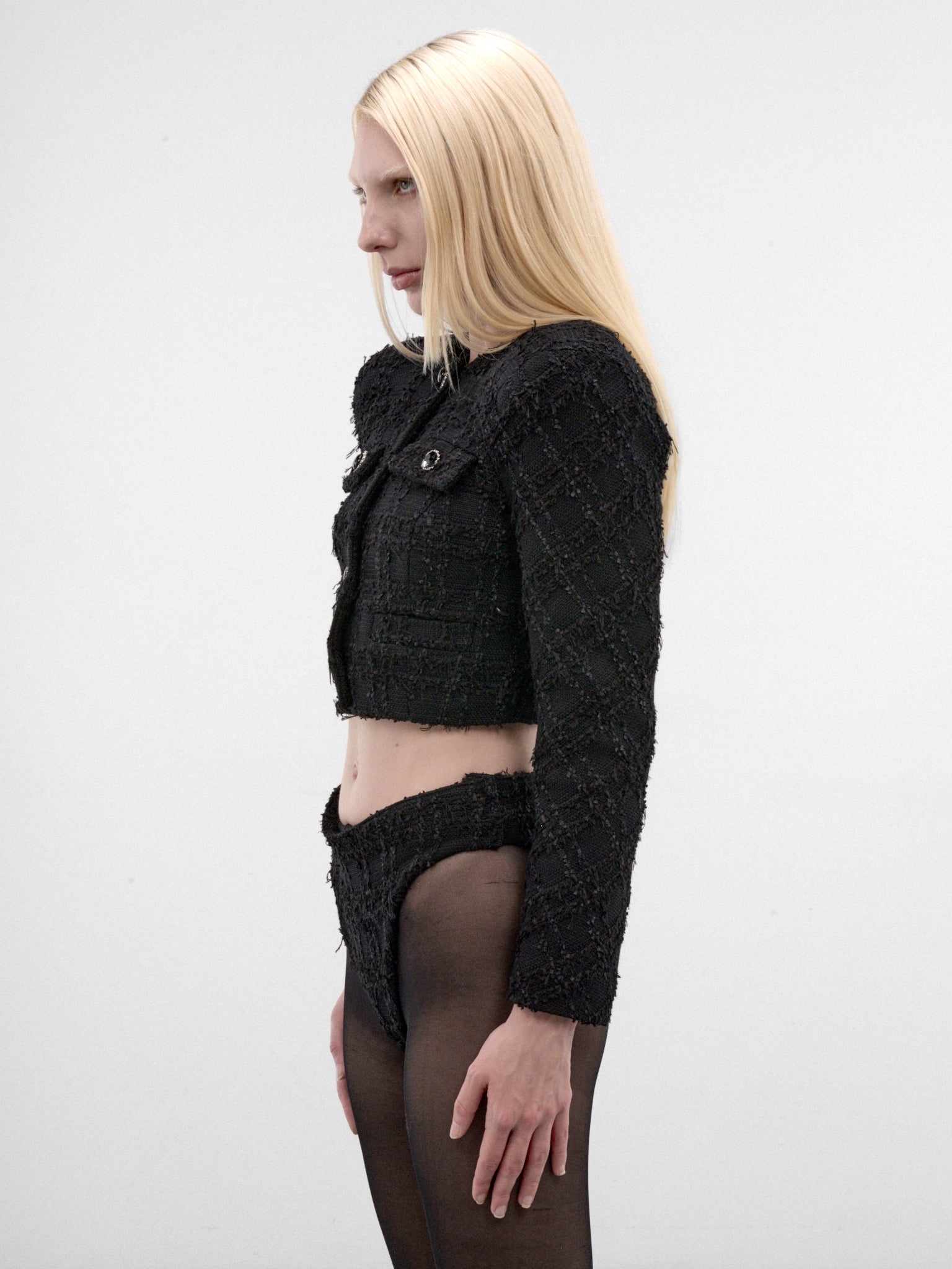Black Checked Tweed Jacket (WH27JA028BC-BLACK-CHECKED)
