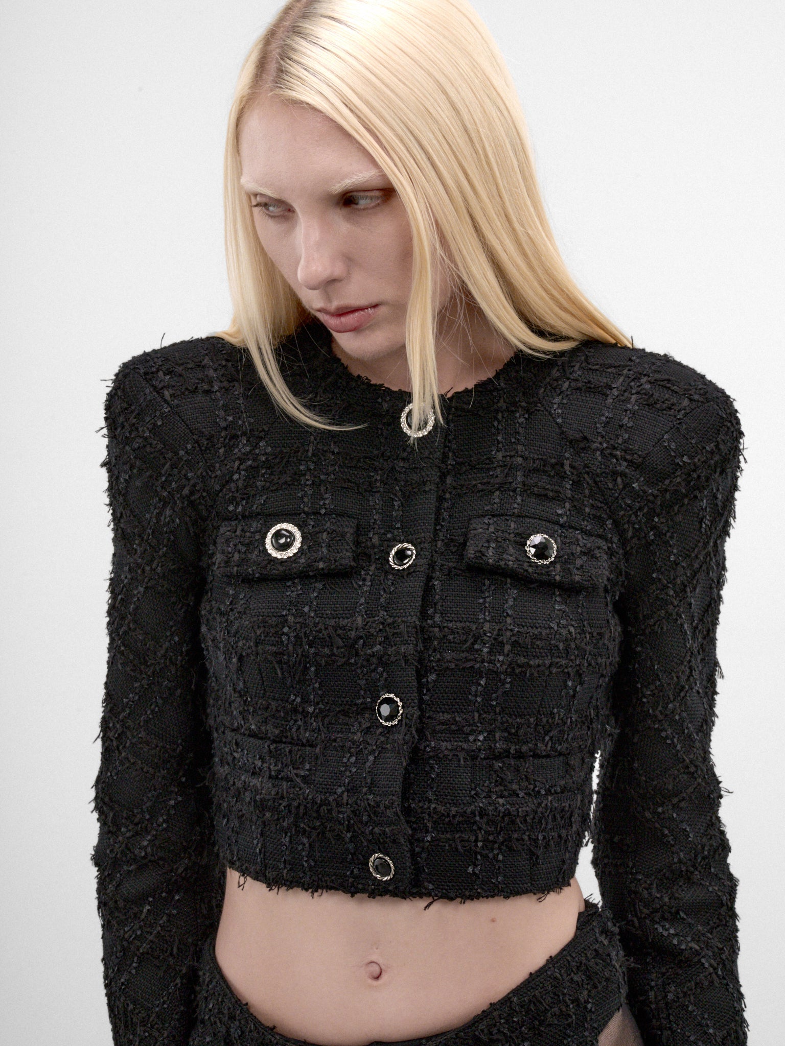 Black Checked Tweed Jacket (WH27JA028BC-BLACK-CHECKED)