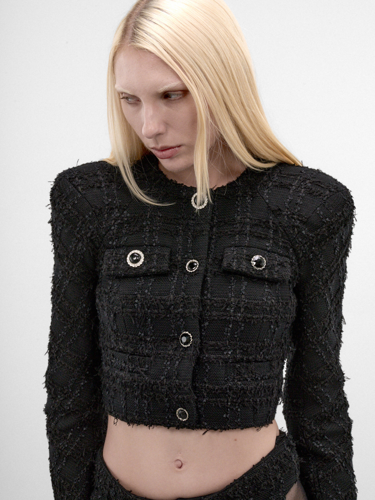 Black Checked Tweed Jacket (WH27JA028BC-BLACK-CHECKED)