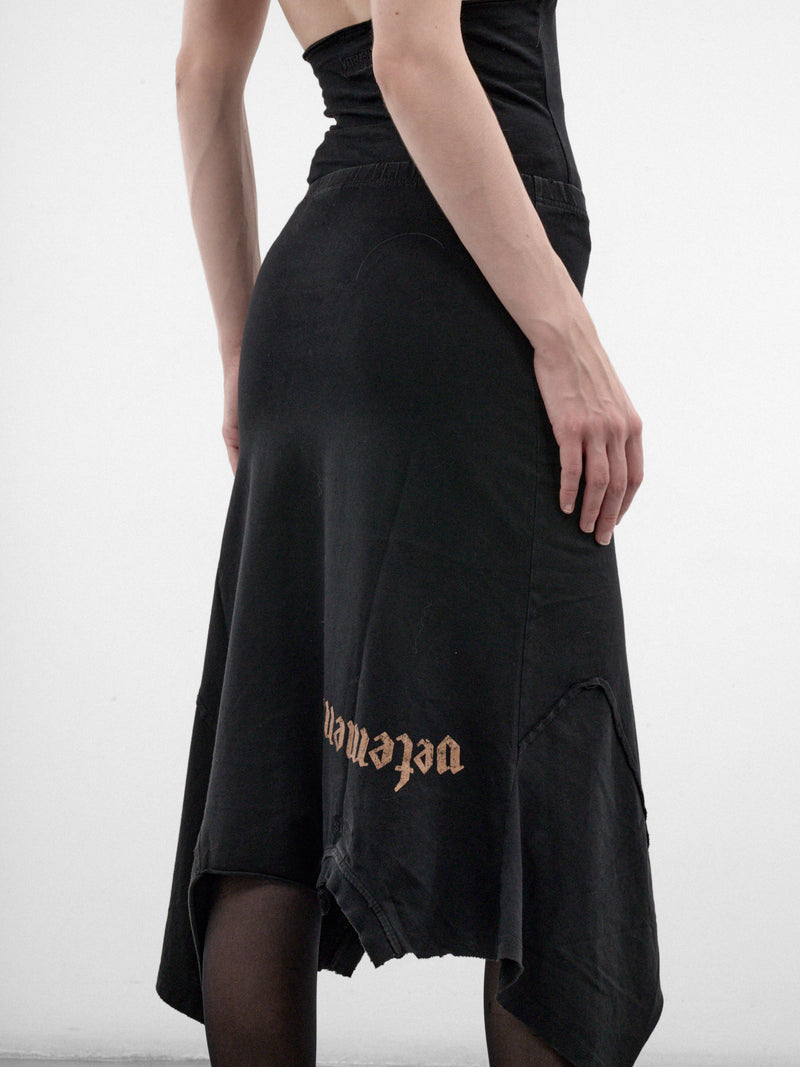 Black Motorhead Upside-Down Midi Skirt (WH27SK246B-WASHED-BLACK)