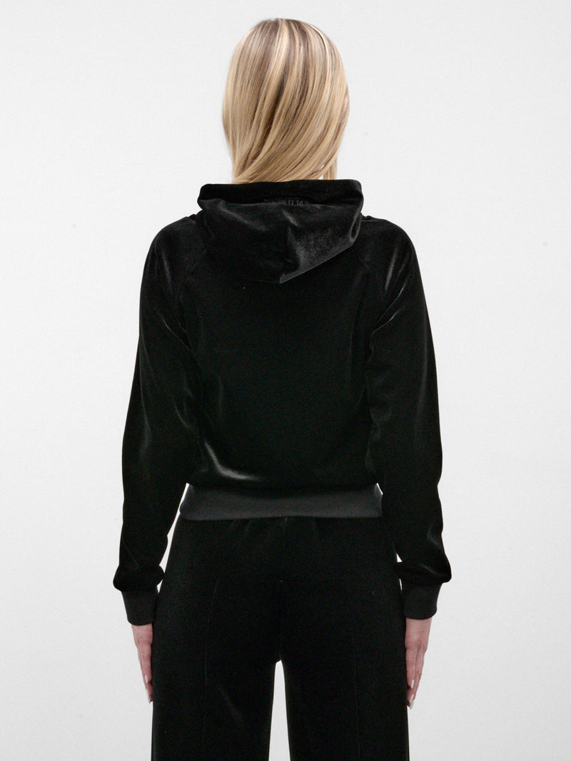 Black Zip-Up Velvet Hoodie (WH27ZU118B-BLACK)