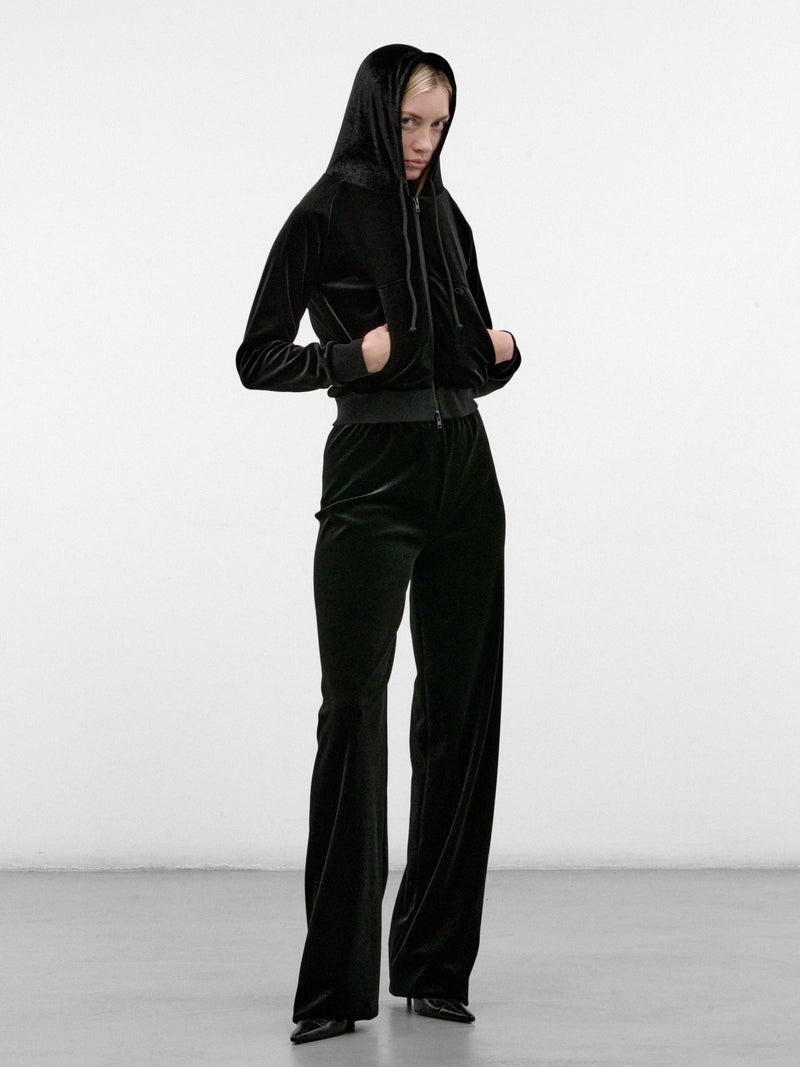 Black Zip-Up Velvet Hoodie (WH27ZU118B-BLACK)