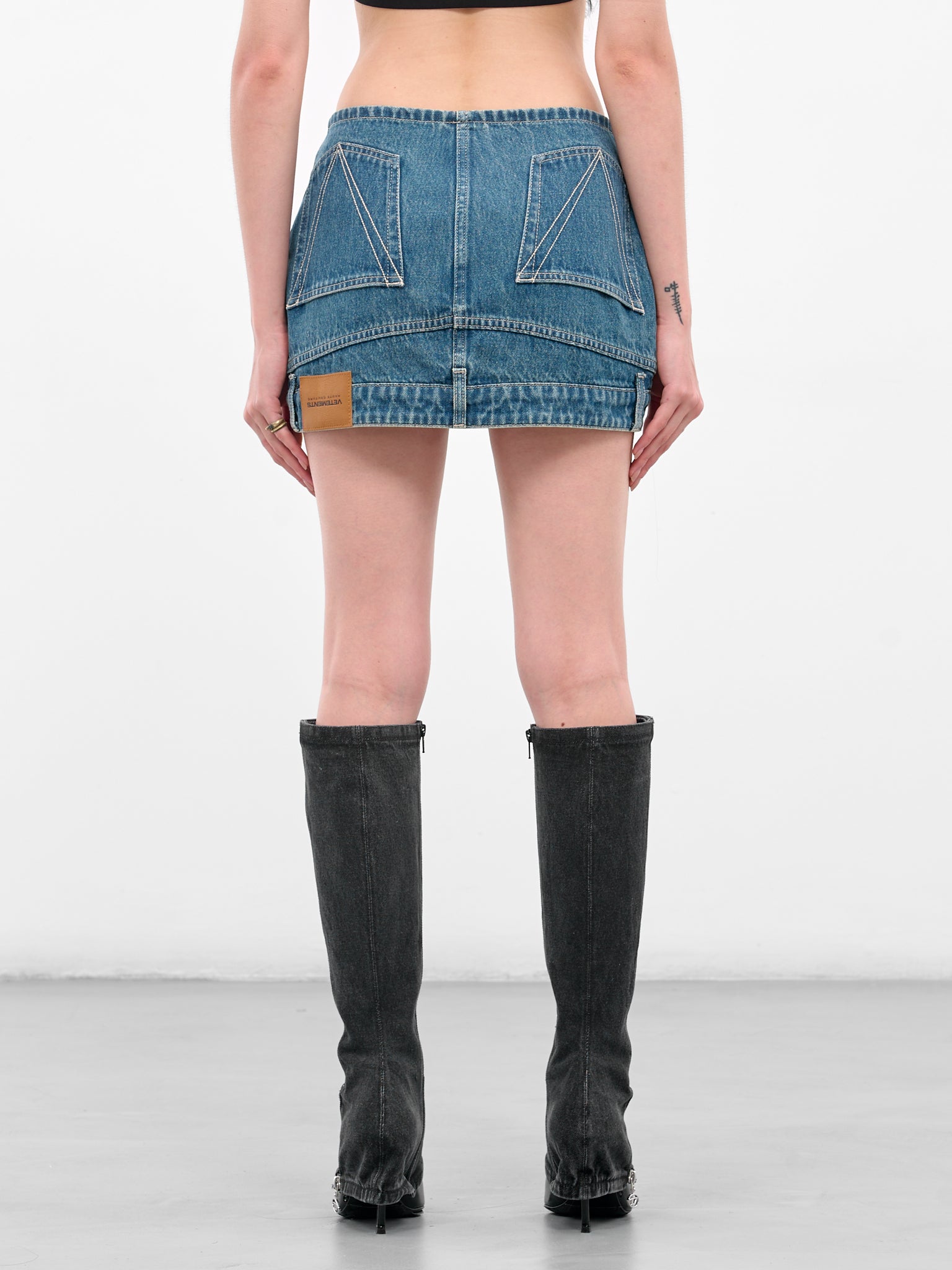 Blue Upside-Down Denim Mini Skirt (WH76DK007VB-VINTAGE-BLUE)