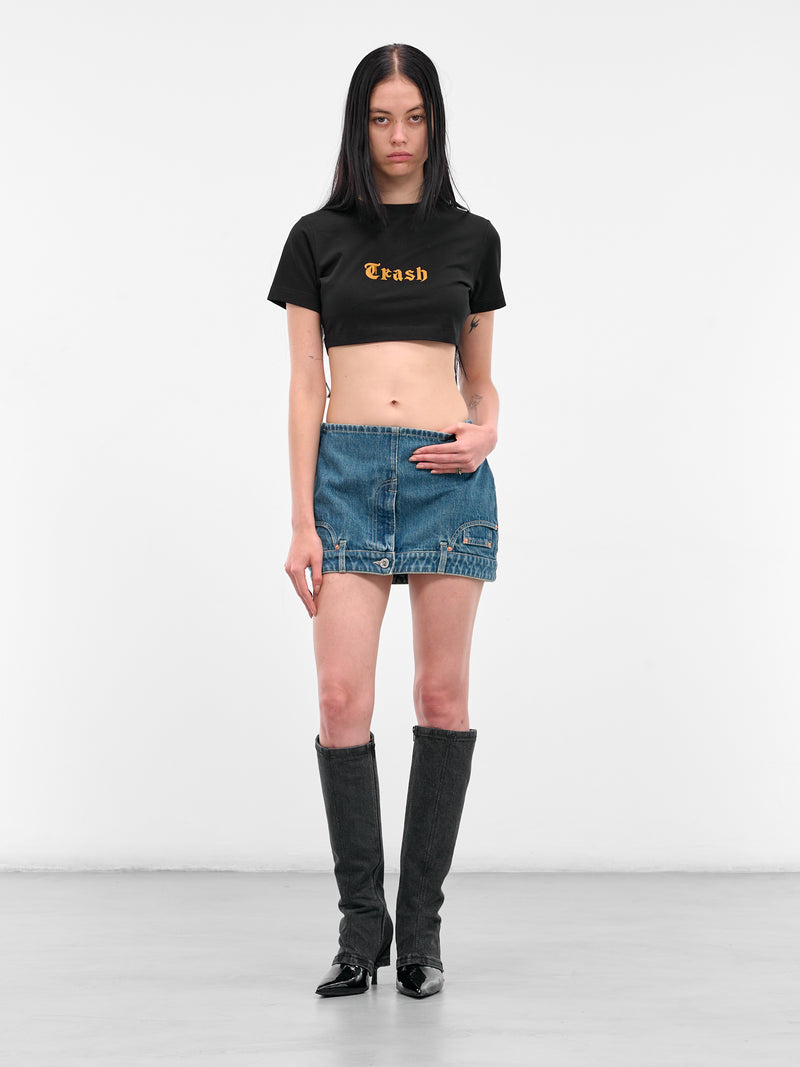 Blue Upside-Down Denim Mini Skirt (WH76DK007VB-VINTAGE-BLUE)