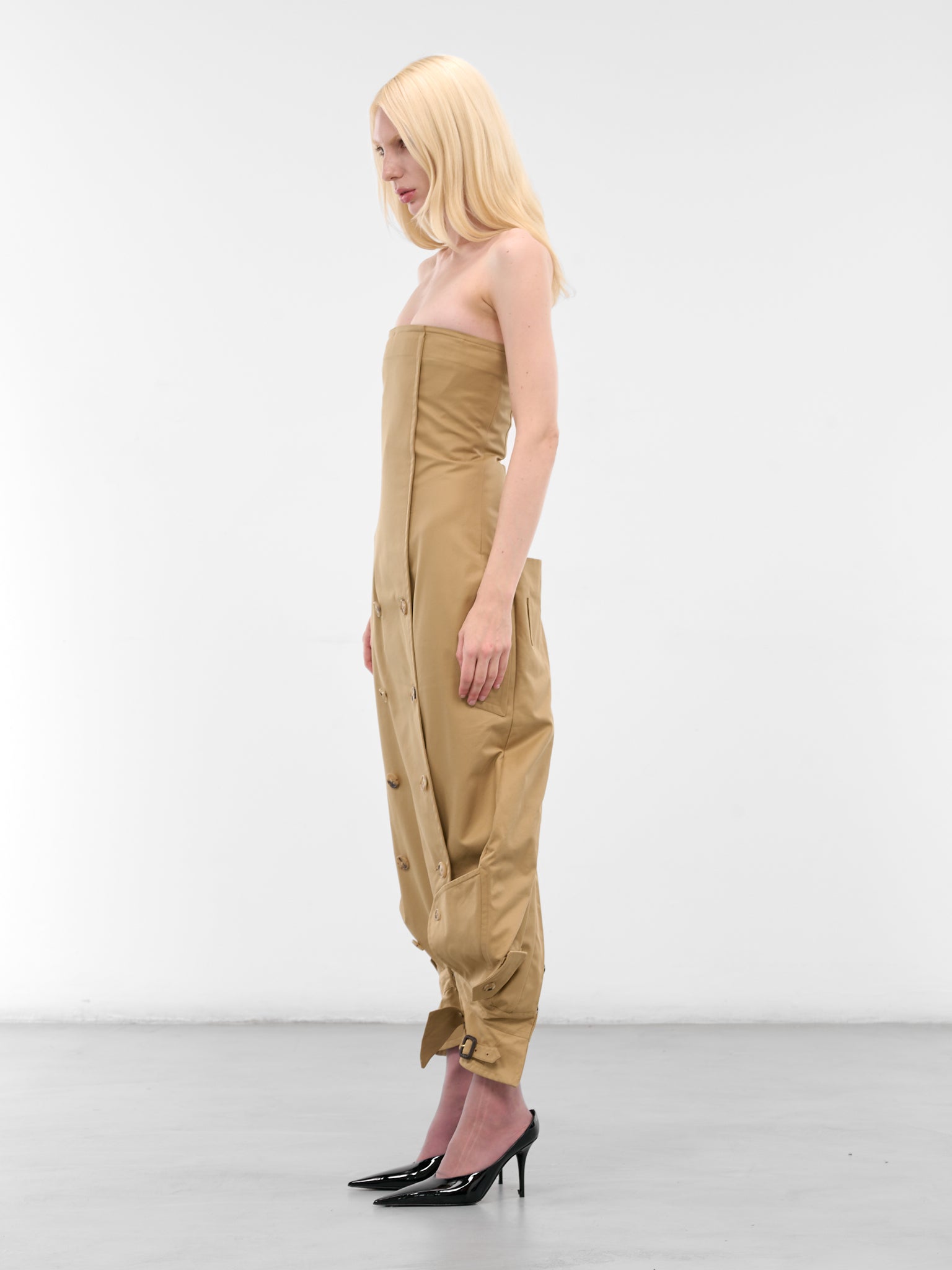 Beige Upside-Down Trench Dress (WH76TD005BE-BEIGE) Beige Upside-Down Trench Dress (WH76TD005BE-BEIGE)