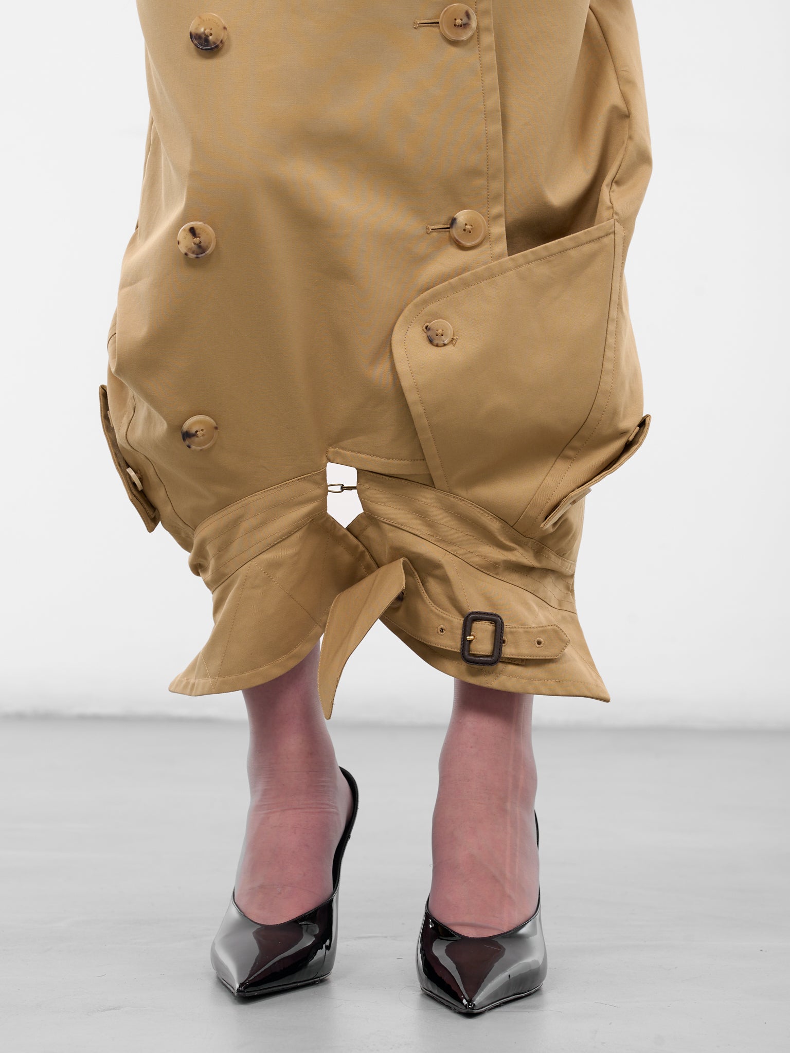 beige trench dress Belted Long Sleeve Crepe Collar, In The City Trench Coat Mini Dress In Taupe, Size S, For Office