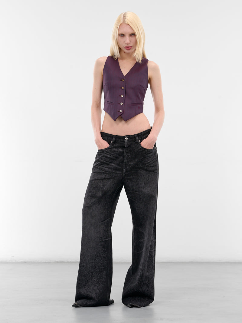 Bordeaux Wool Cropped Vest (WH76TG200X-BORDEAUX)