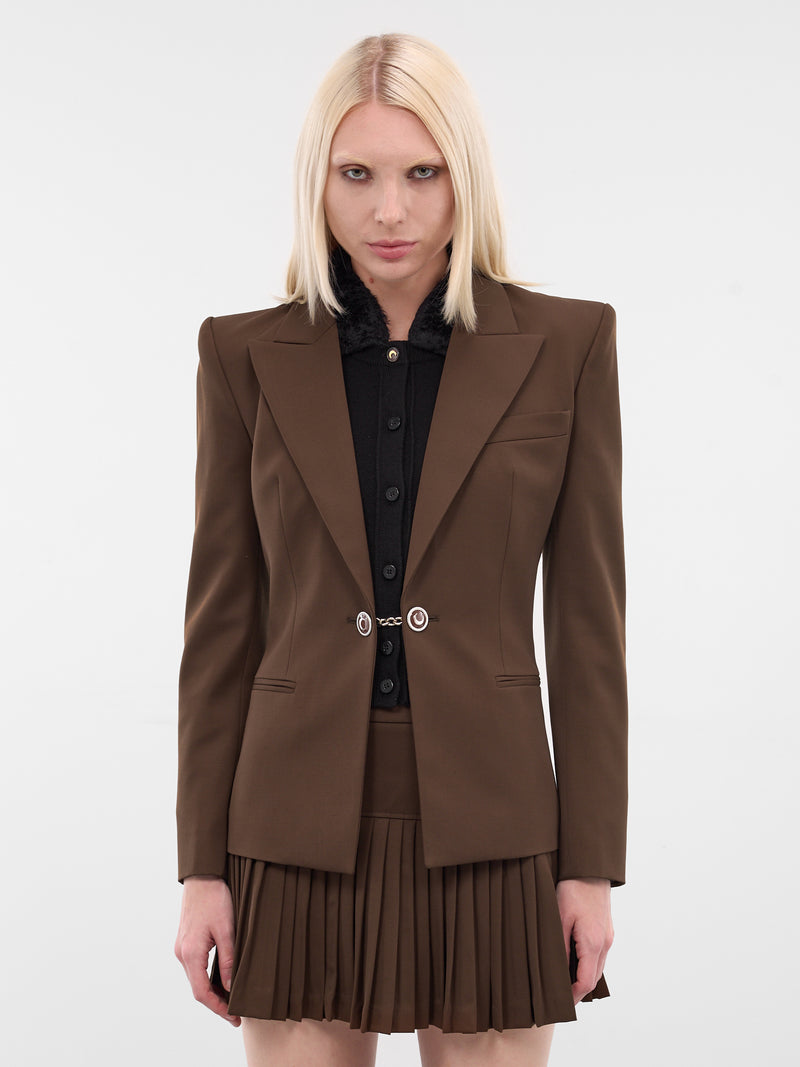 Brown Wool Tailored Blazer (WJA068ACWOV0071-BR30-BROWN)