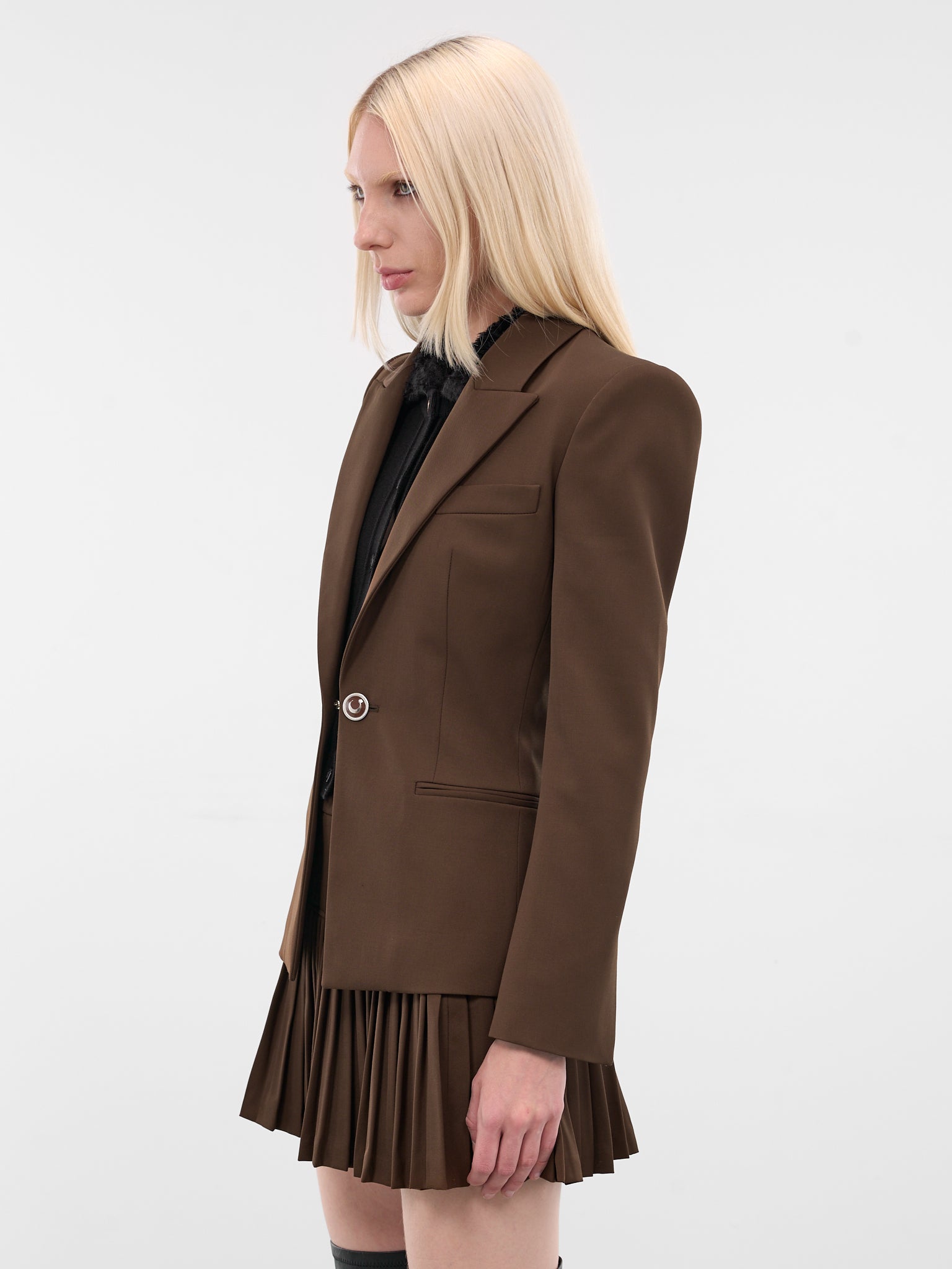 Brown Wool Tailored Blazer (WJA068ACWOV0071-BR30-BROWN)