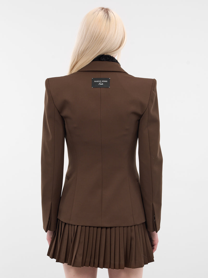 Brown Wool Tailored Blazer (WJA068ACWOV0071-BR30-BROWN)