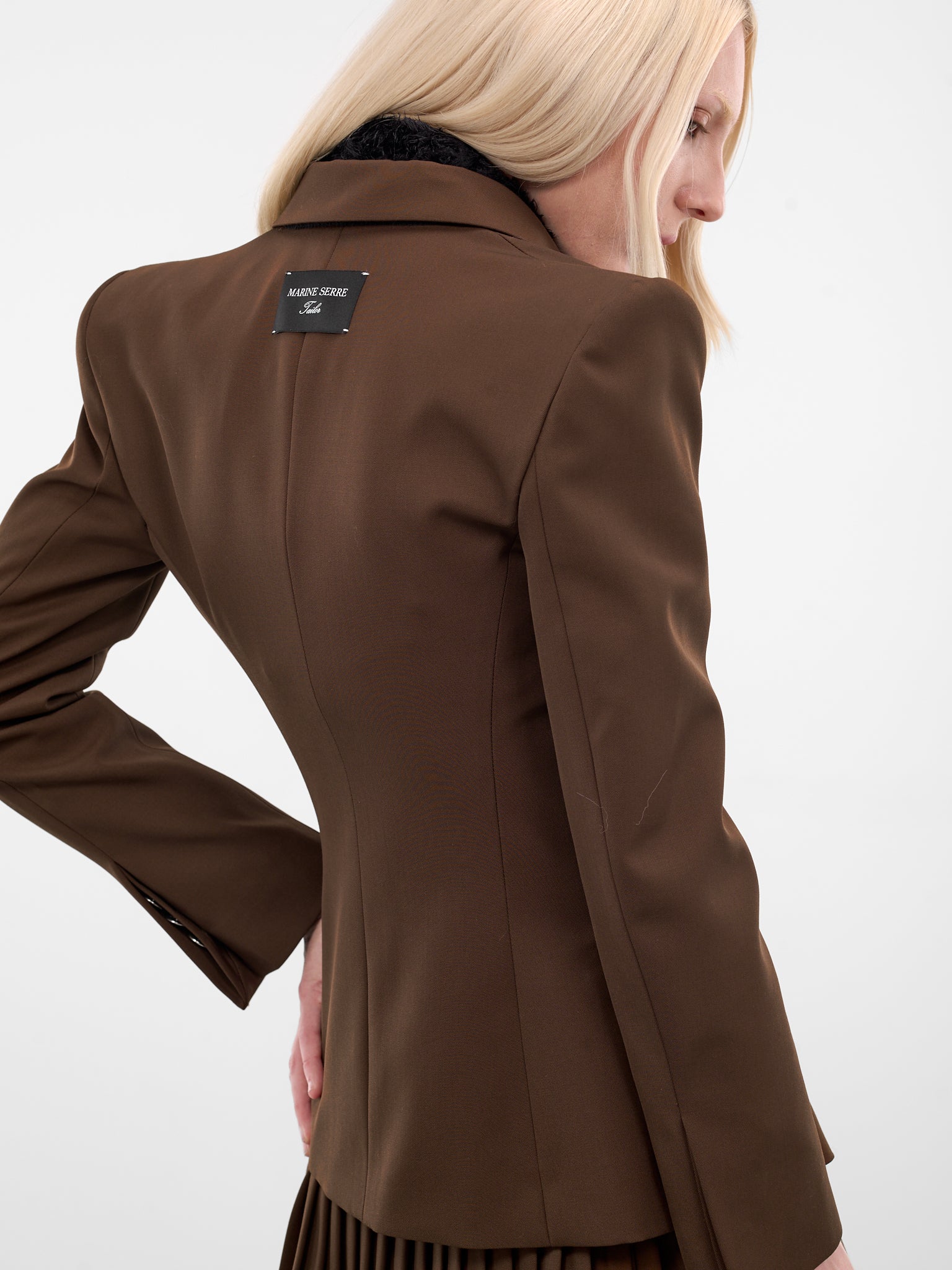 Brown Wool Tailored Blazer (WJA068ACWOV0071-BR30-BROWN)
