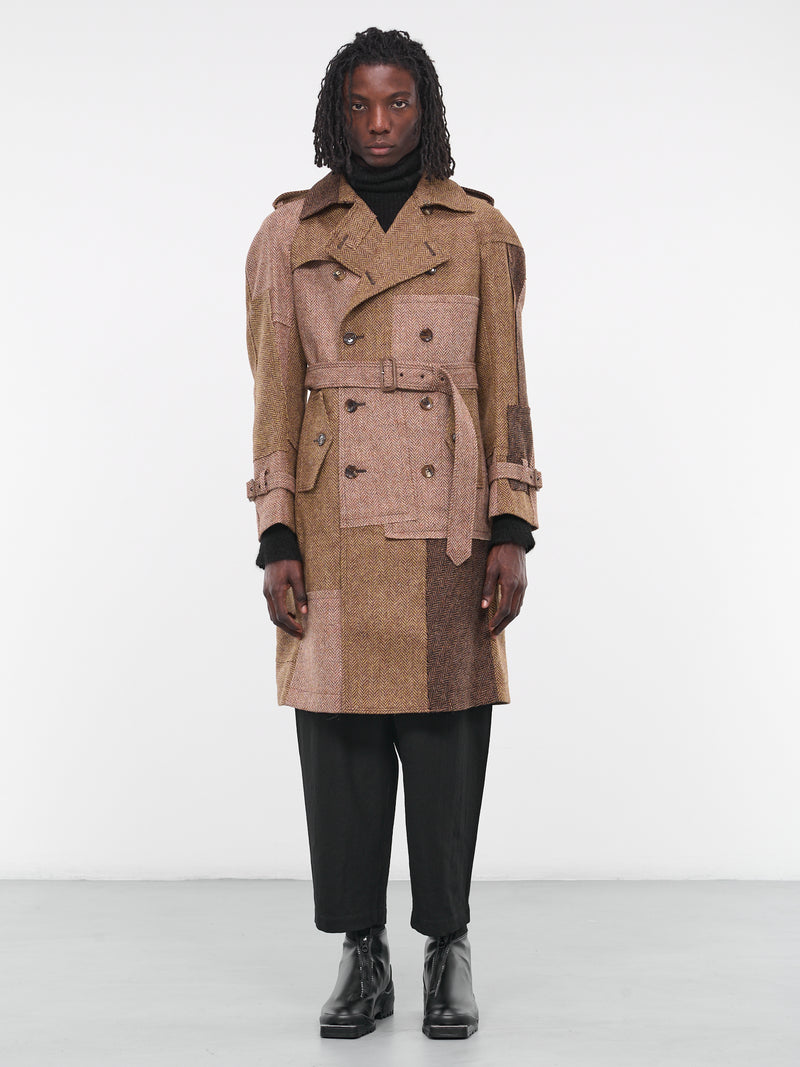 Woven Patch Trench Coat (WL-C001-051-BROWN-BEIGE)