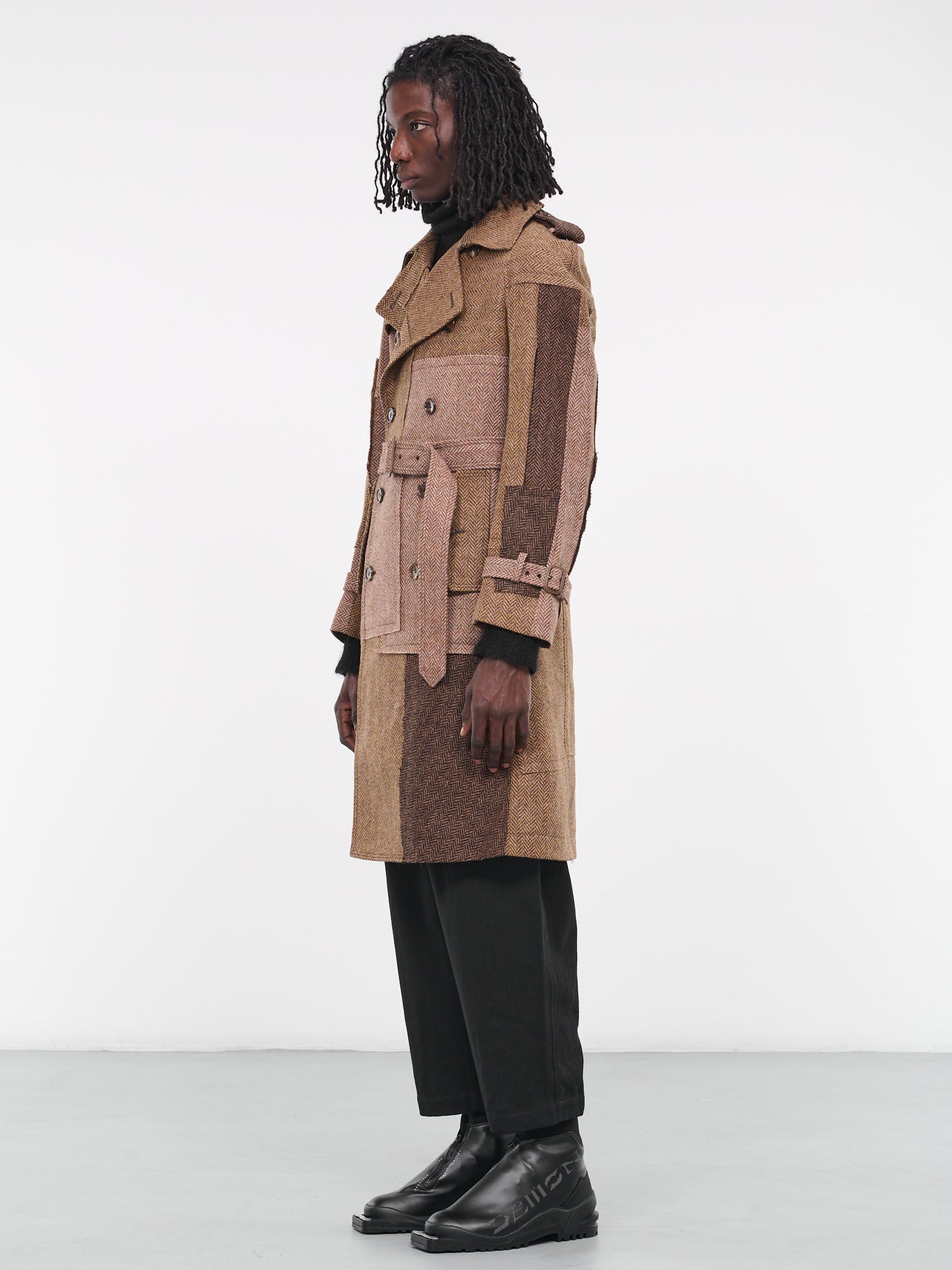 Woven Patch Trench Coat (WL-C001-051-BROWN-BEIGE)