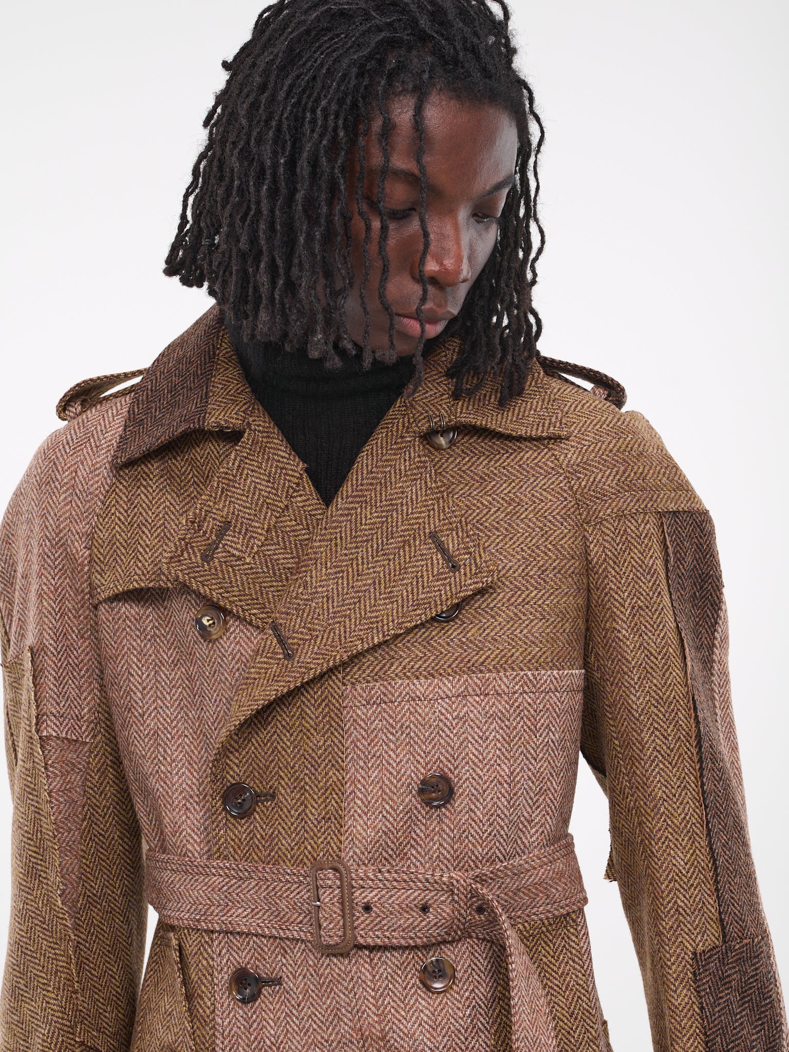 Woven Patch Trench Coat (WL-C001-051-BROWN-BEIGE)