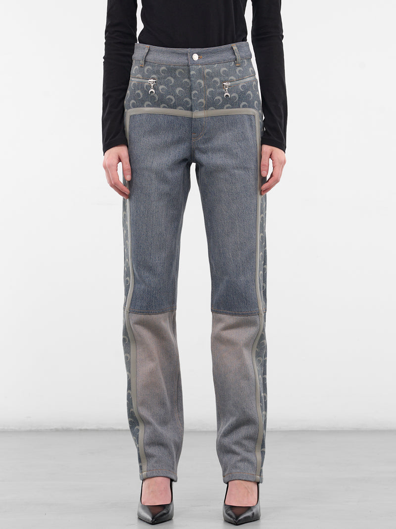 Blue Regenerated Monogram Denim Jeans (WPA168AUDEN0012-LIGHT-SAND)