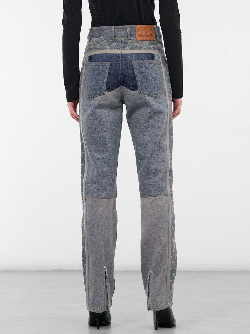Blue Regenerated Monogram Denim Jeans (WPA168AUDEN0012-LIGHT-SAND)