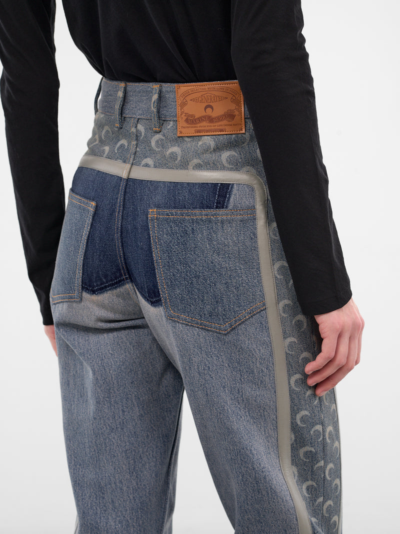 Blue Regenerated Monogram Denim Jeans (WPA168AUDEN0012-LIGHT-SAND)