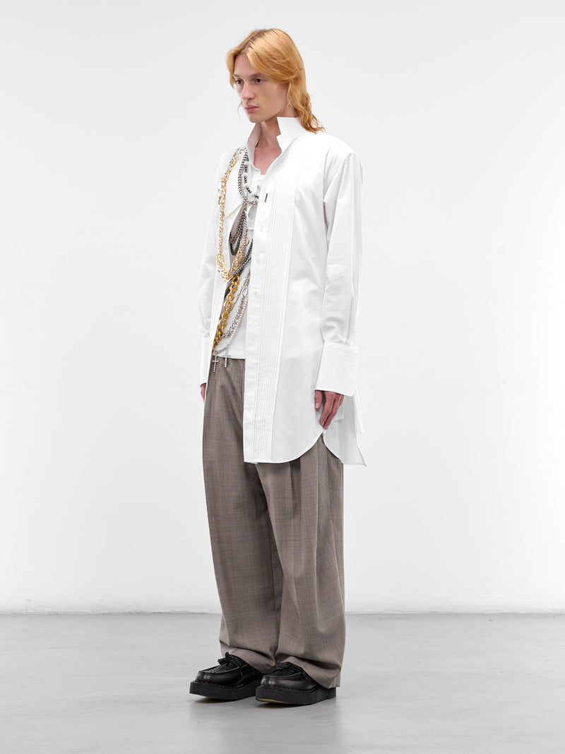 White Layered Necklaces Deconstructed Shirt (WQ-B001-S26-WHITE)