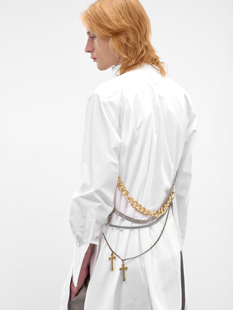 White Layered Necklaces Deconstructed Shirt (WQ-B001-S26-WHITE)