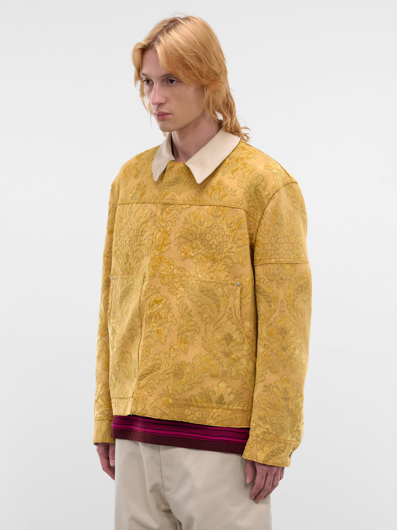 Yellow Floral Jacquard Workwear Jacket (WQ-J022-S26-YELLOW)