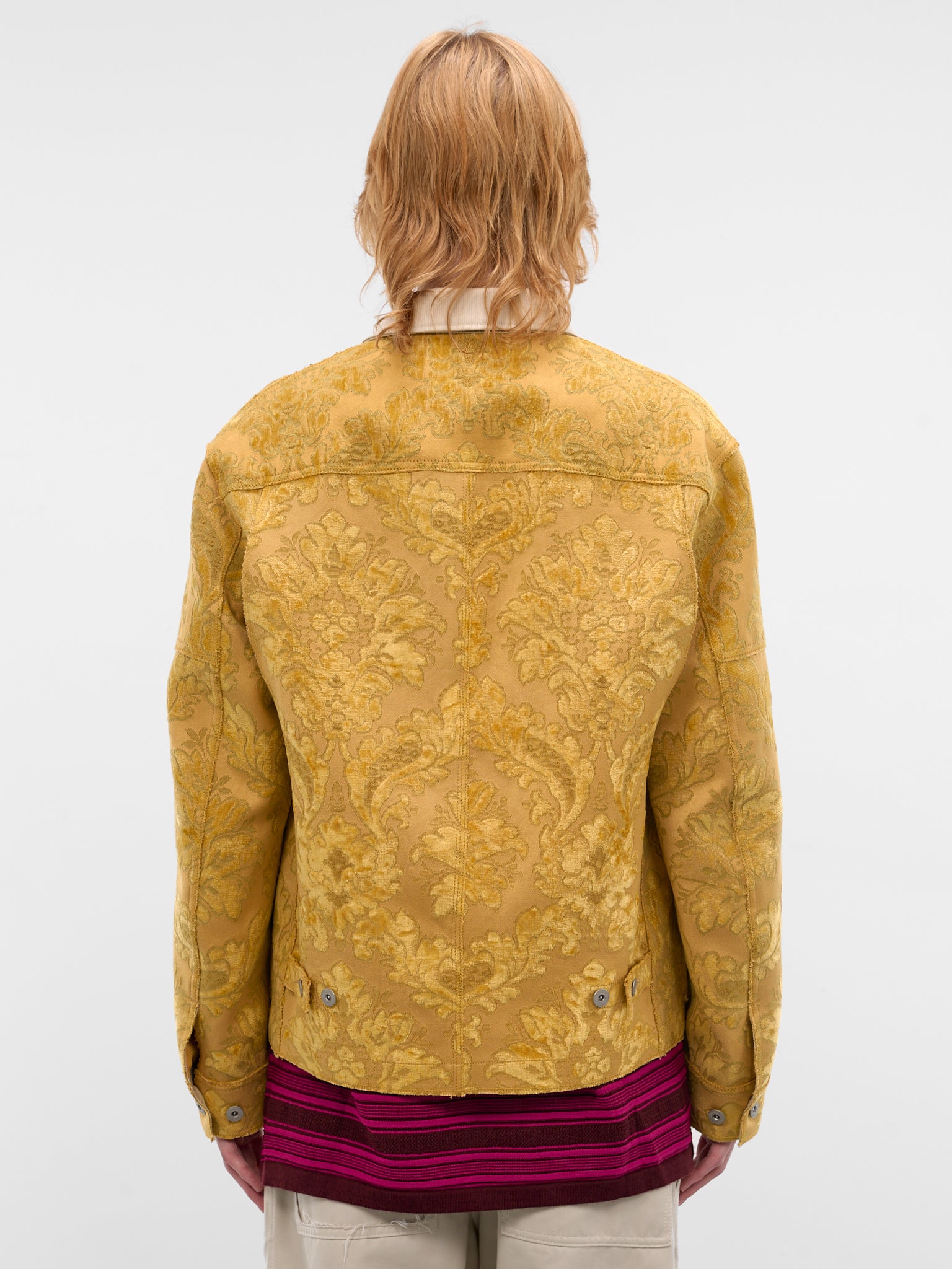 Yellow Floral Jacquard Workwear Jacket (WQ-J022-S26-YELLOW)