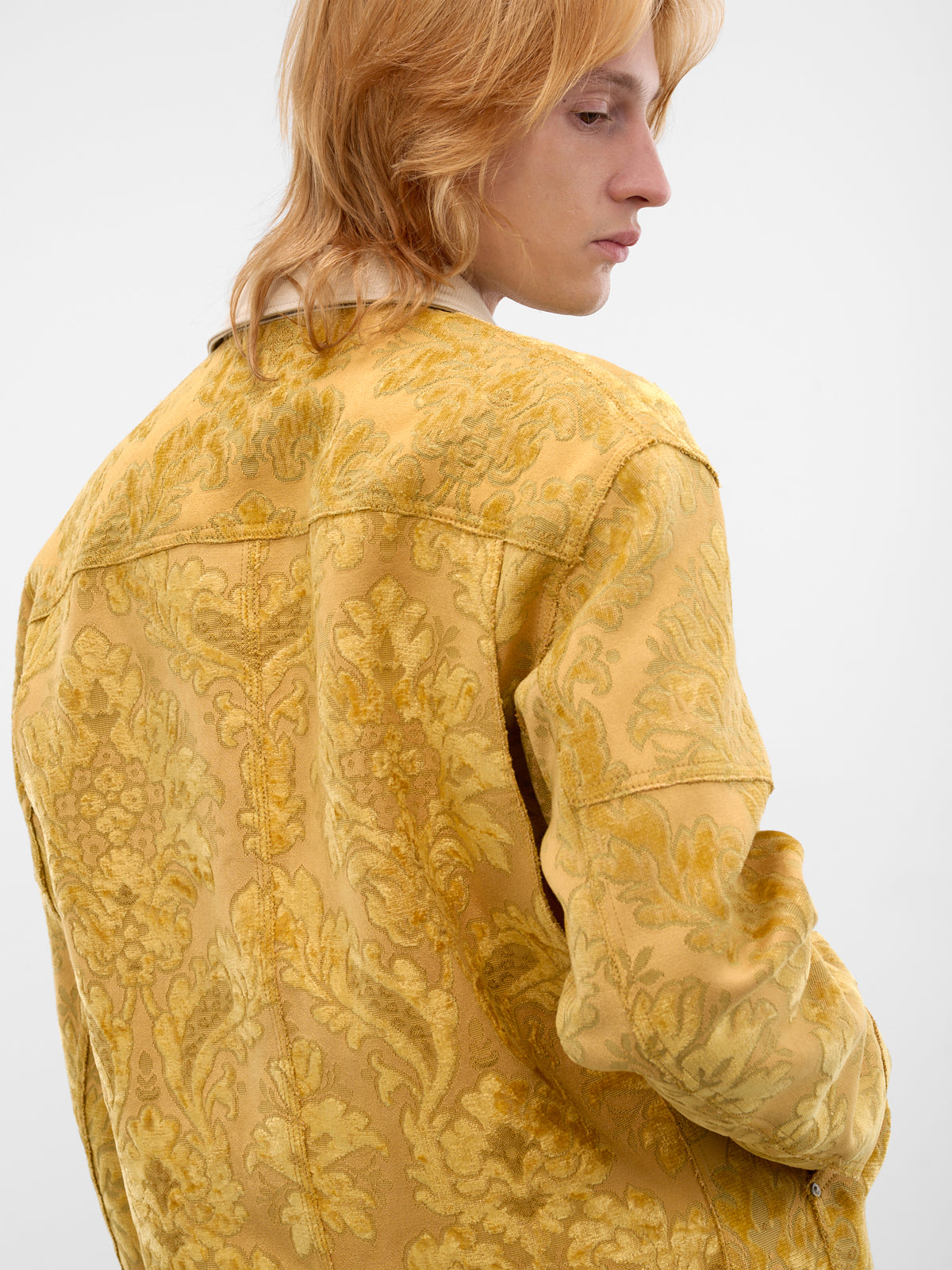 Yellow Floral Jacquard Workwear Jacket (WQ-J022-S26-YELLOW)