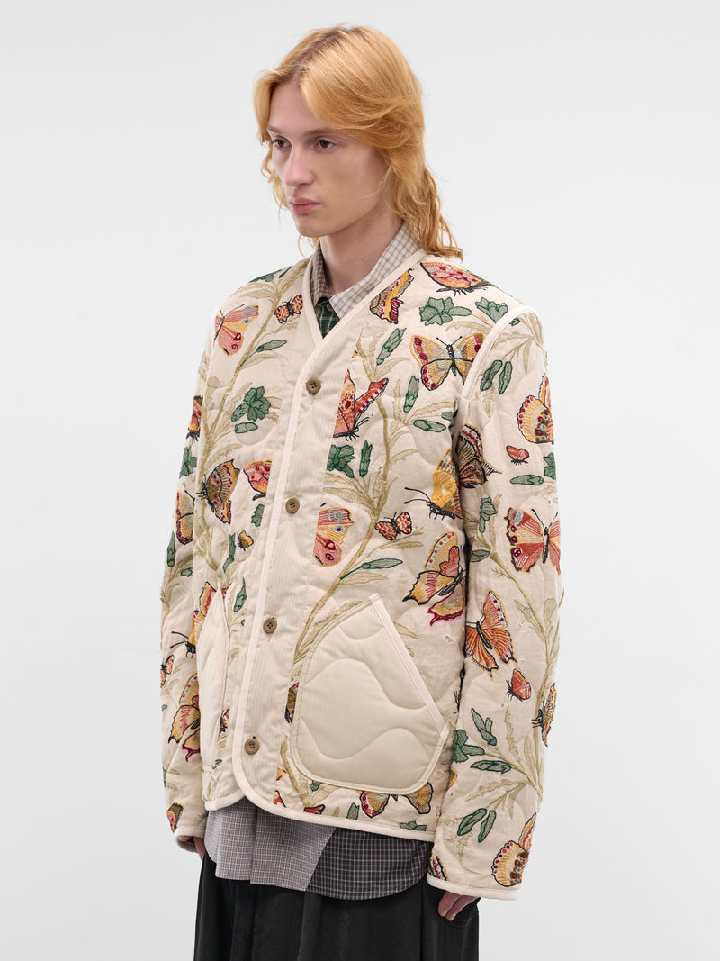 Beige Butterfly & Flower Quilted Jacket (WQ-J026-S26-BEIGE)
