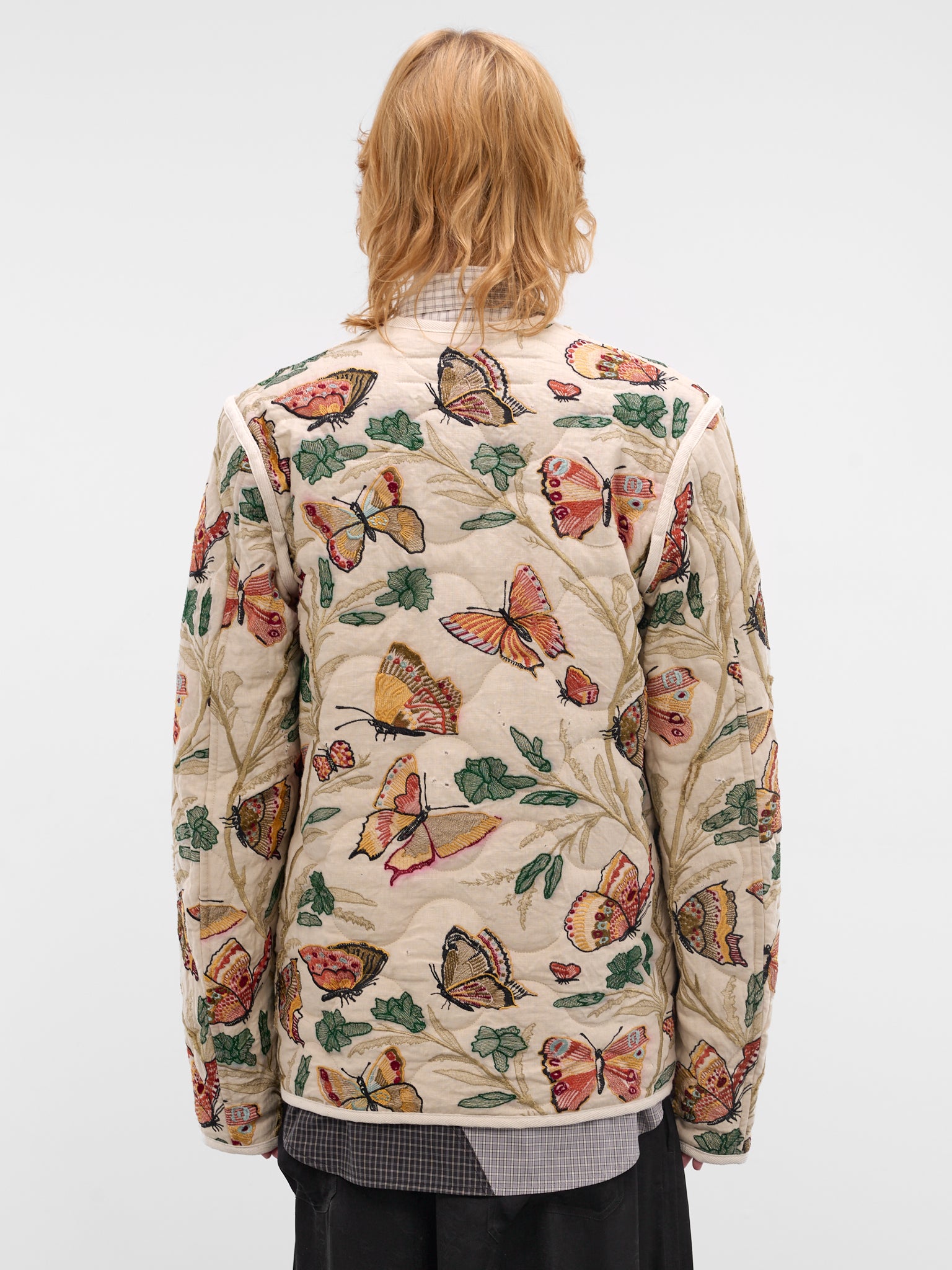 Beige Butterfly & Flower Quilted Jacket (WQ-J026-S26-BEIGE)
