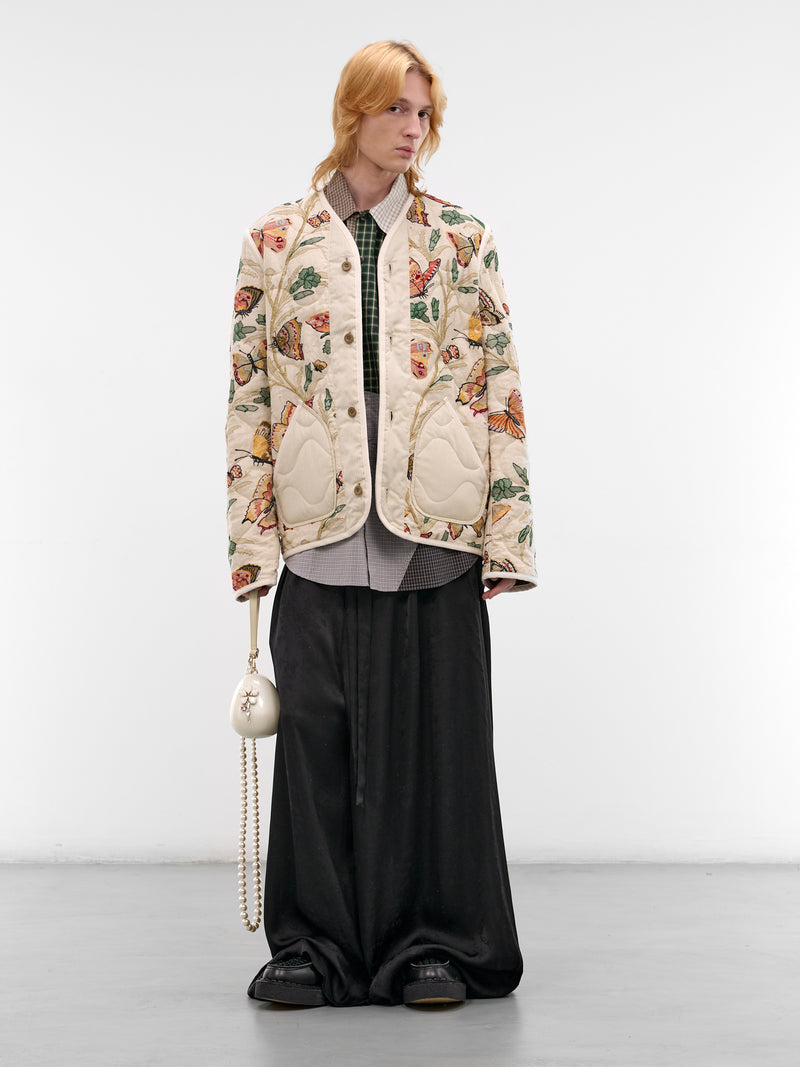 Beige Butterfly & Flower Quilted Jacket (WQ-J026-S26-BEIGE)