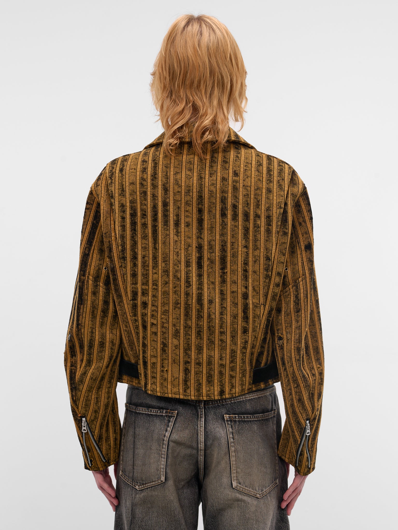 Black Striped Double-Rider Jacket (WQ-J027-BLACK-YELLOW)