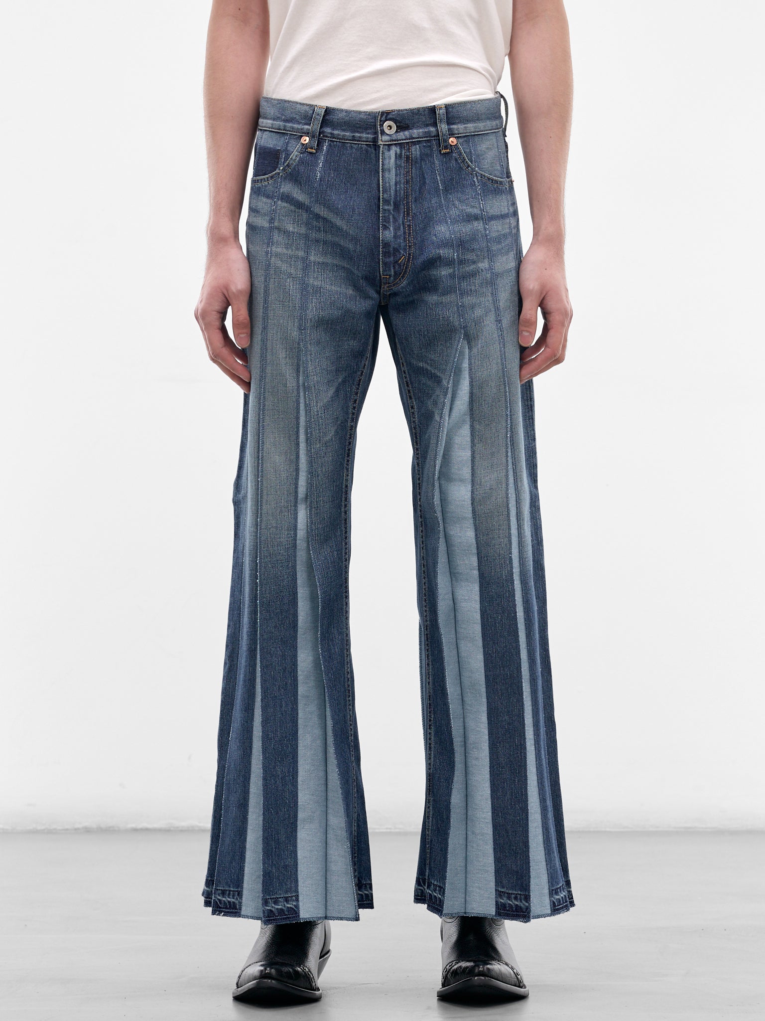 Indigo Denim Deconstructed Flare Jeans (WQ-P005-S26-INDIGO)