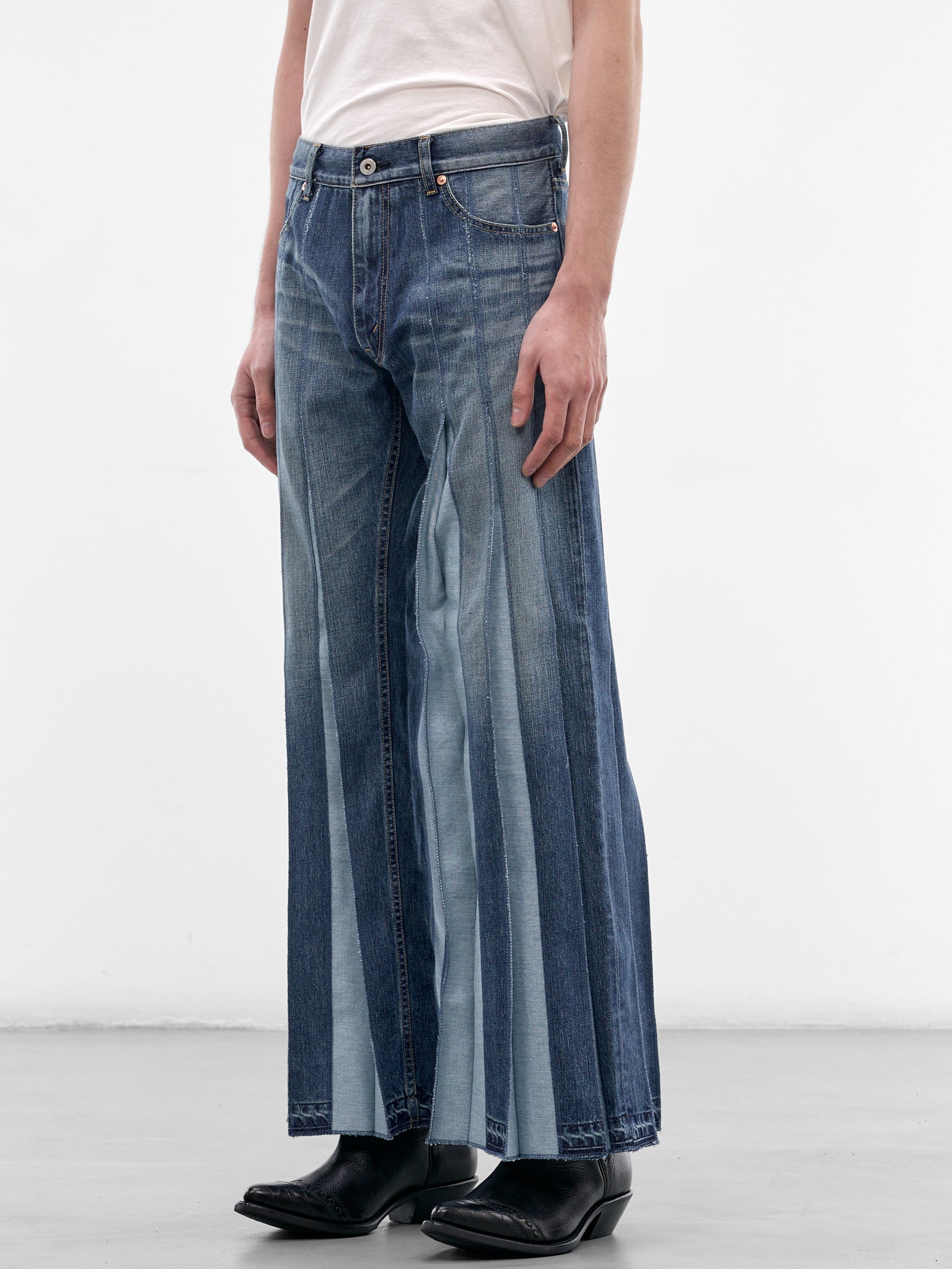 Indigo Denim Deconstructed Flare Jeans (WQ-P005-S26-INDIGO)
