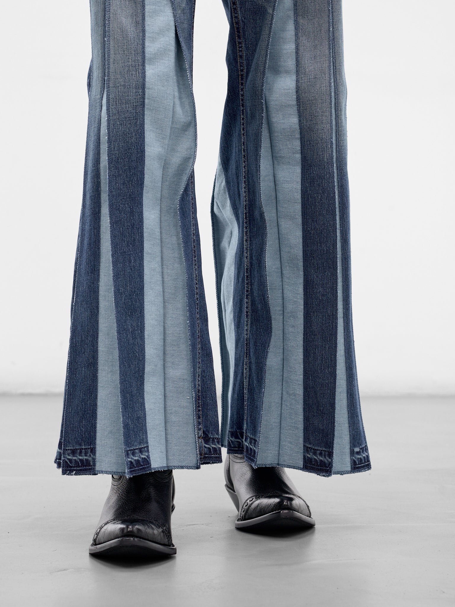 Indigo Denim Deconstructed Flare Jeans (WQ-P005-S26-INDIGO)