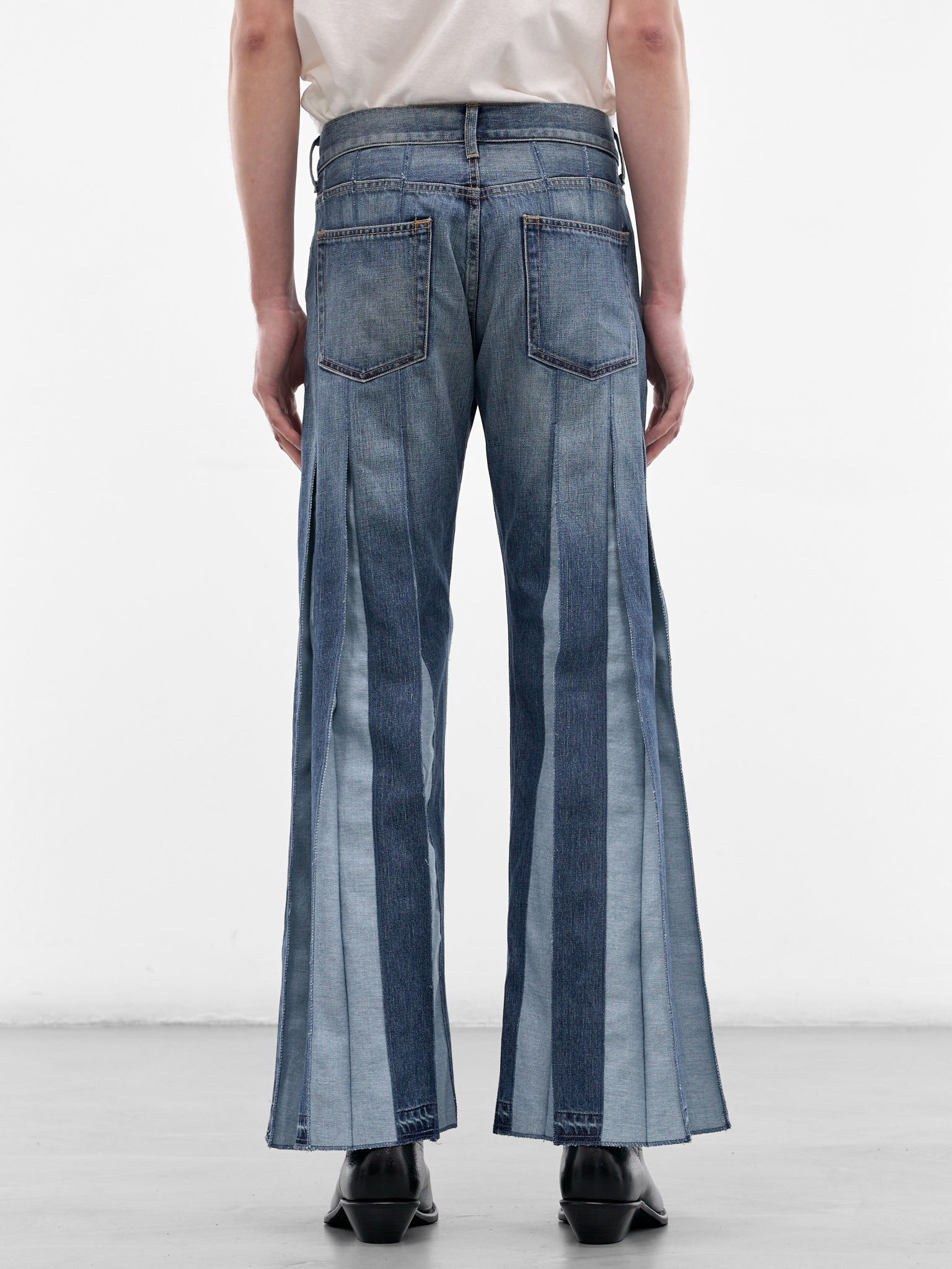 Indigo Denim Deconstructed Flare Jeans (WQ-P005-S26-INDIGO)