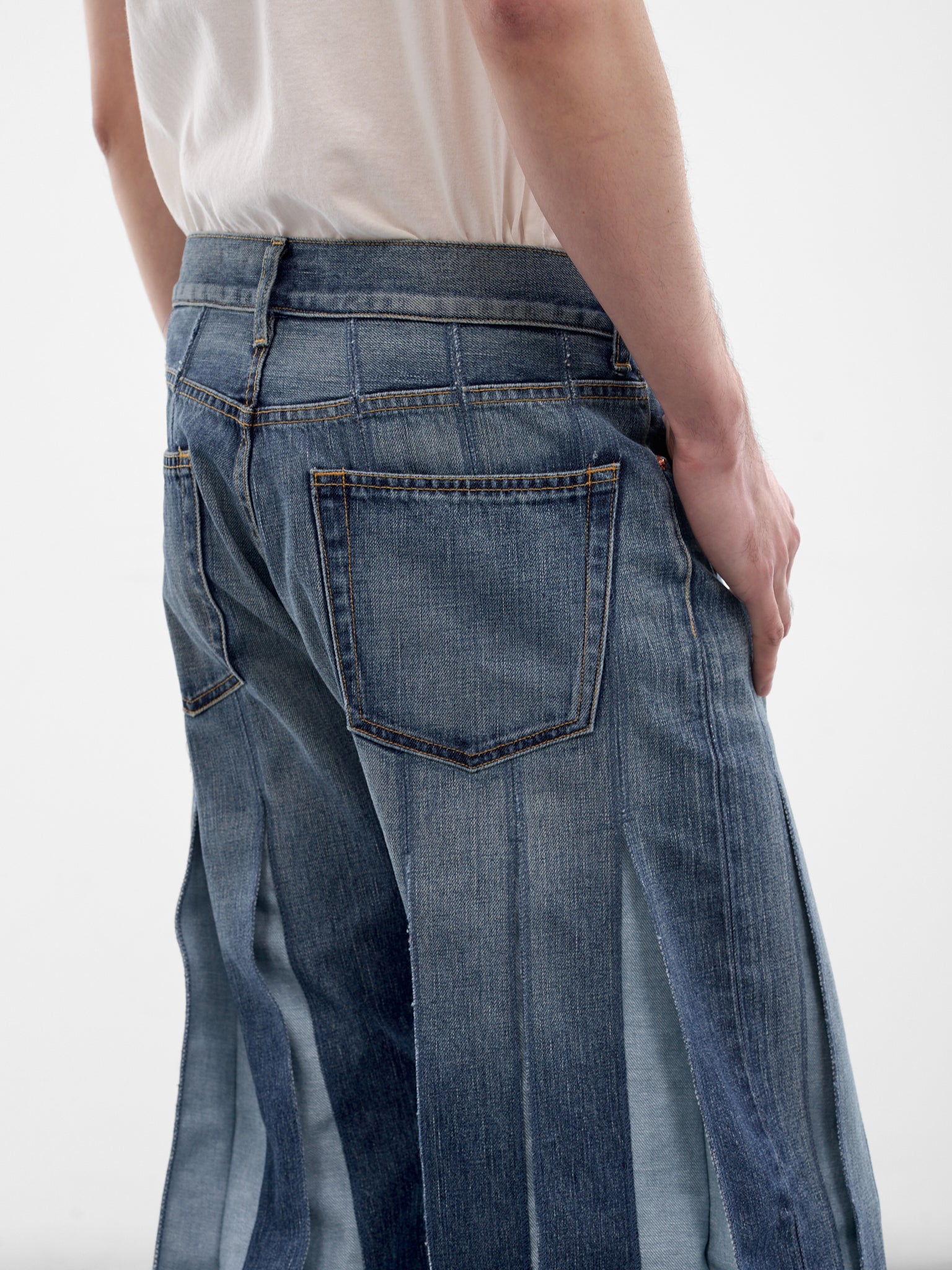 Indigo Denim Deconstructed Flare Jeans (WQ-P005-S26-INDIGO)