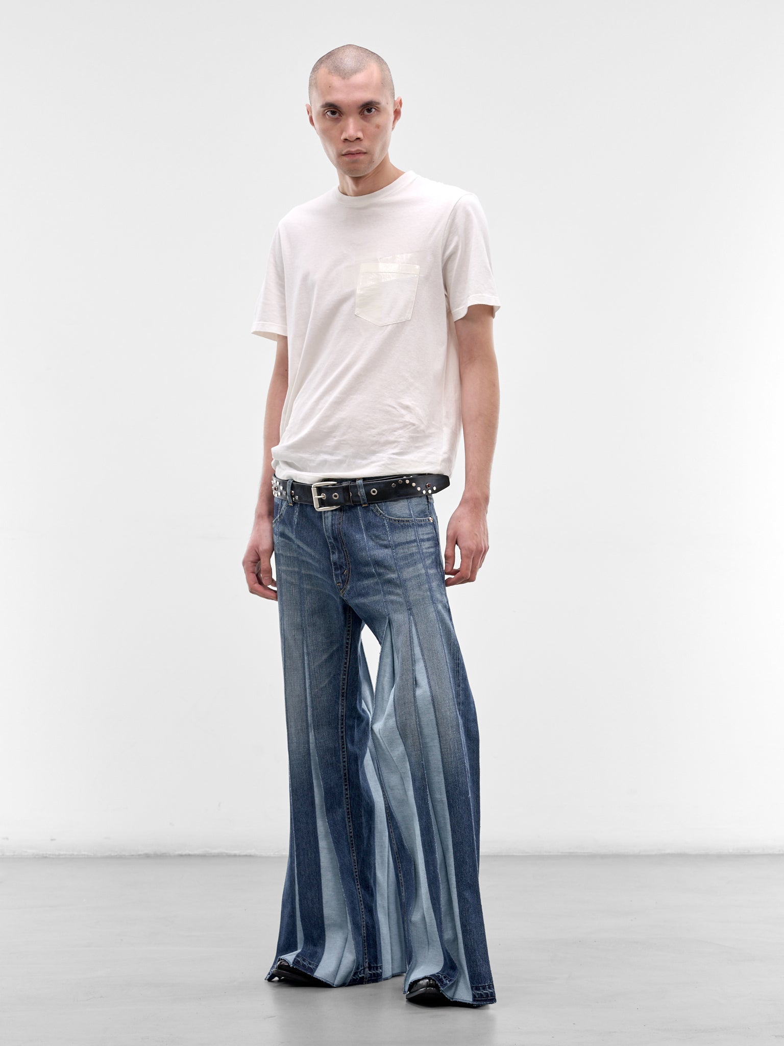 Indigo Denim Deconstructed Flare Jeans (WQ-P005-S26-INDIGO)