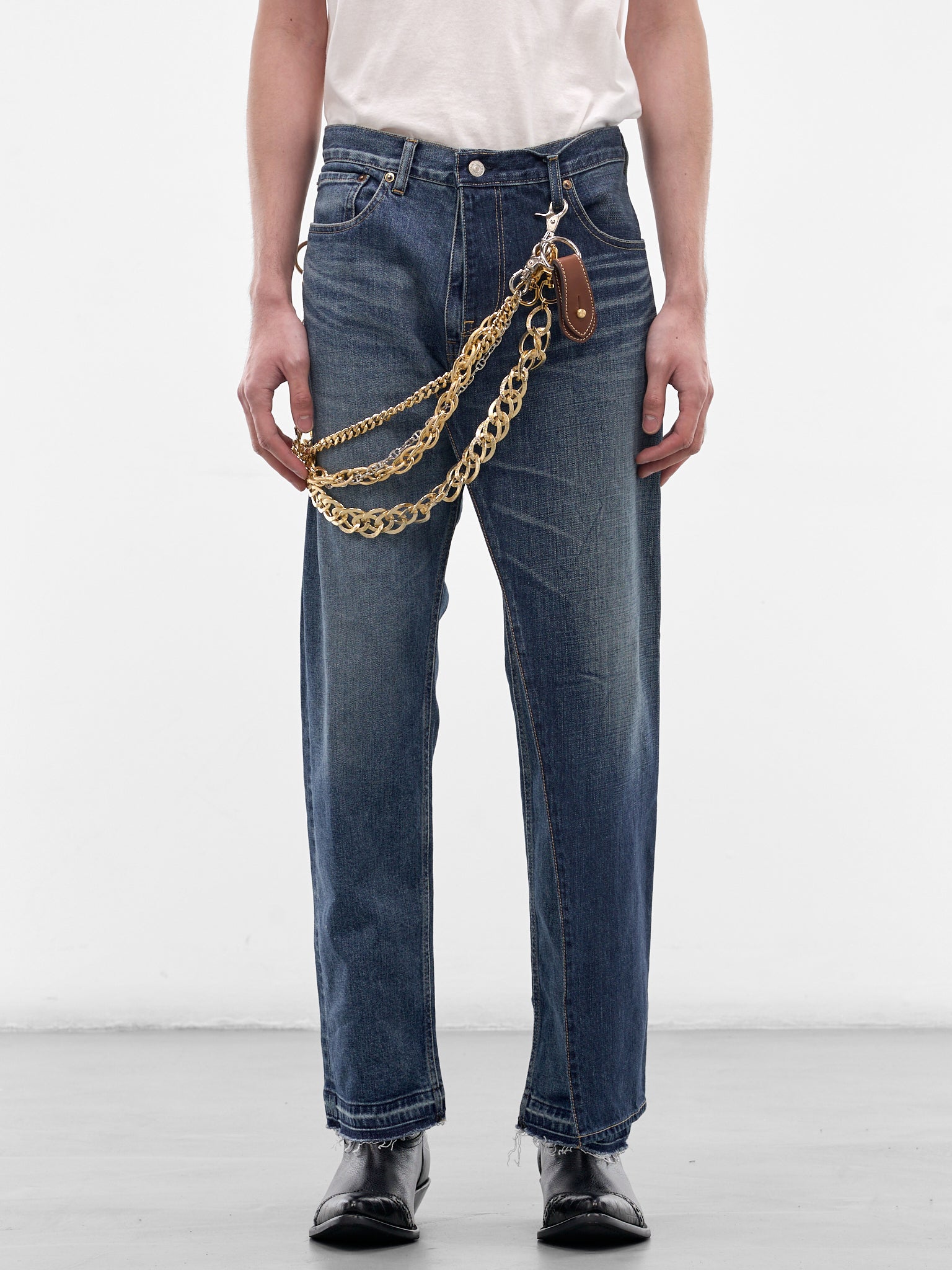 Indigo Denim Layered Wrap Jeans (WQ-P220-S26-INDIGO)