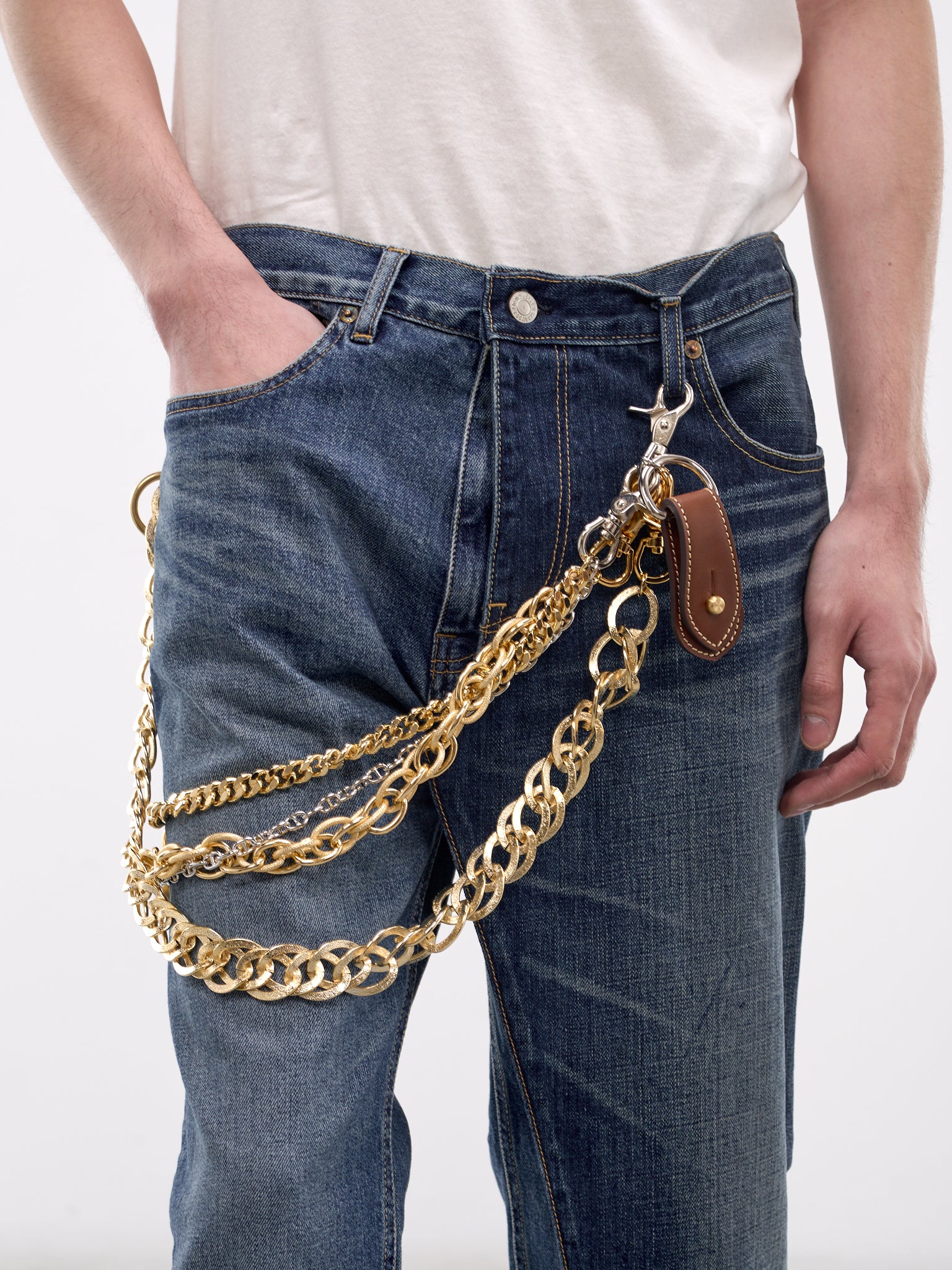 Indigo Denim Layered Wrap Jeans (WQ-P220-S26-INDIGO)