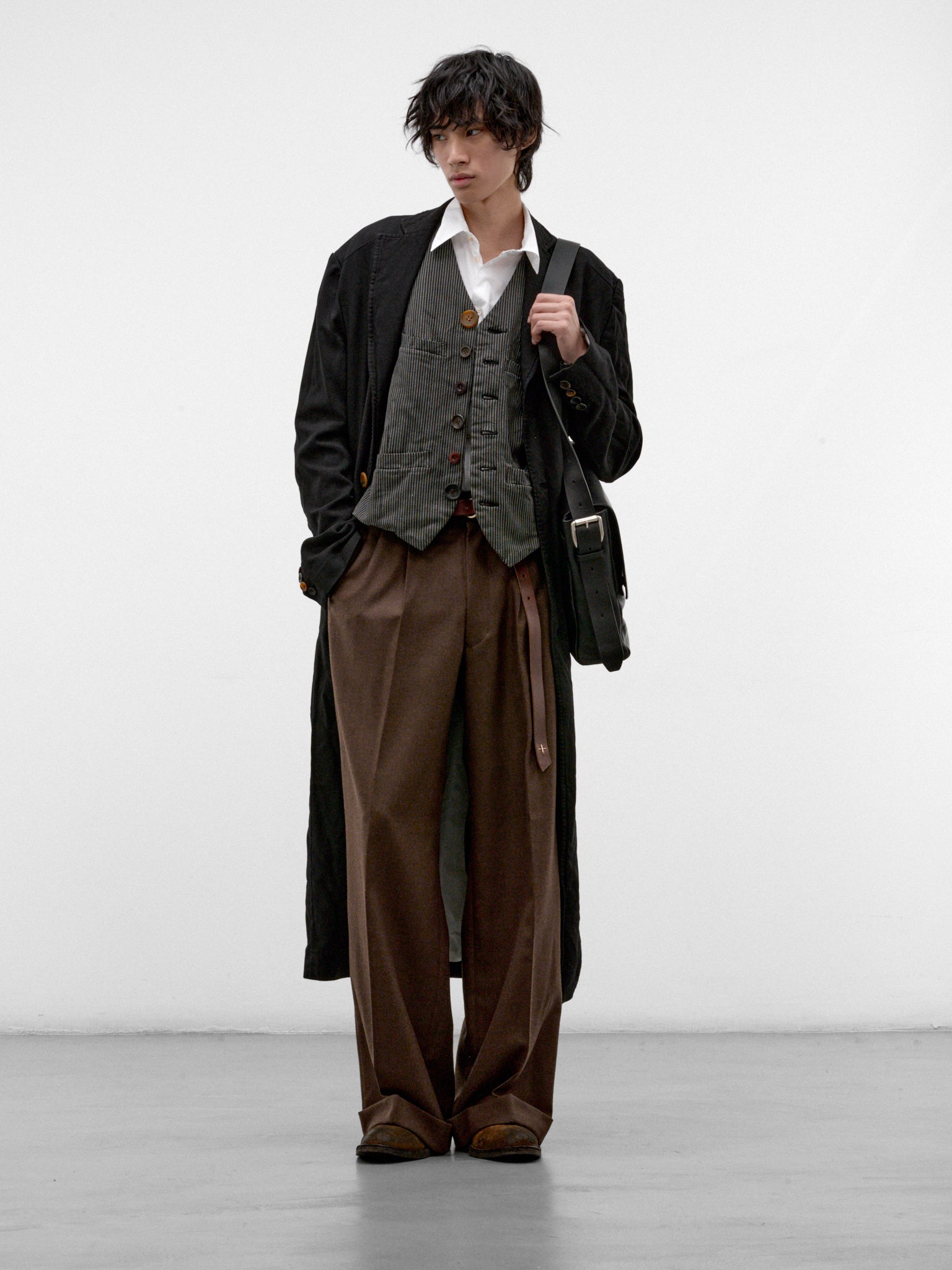 Black Relaxed Long Coat (WR-C001-W26-BLACK)