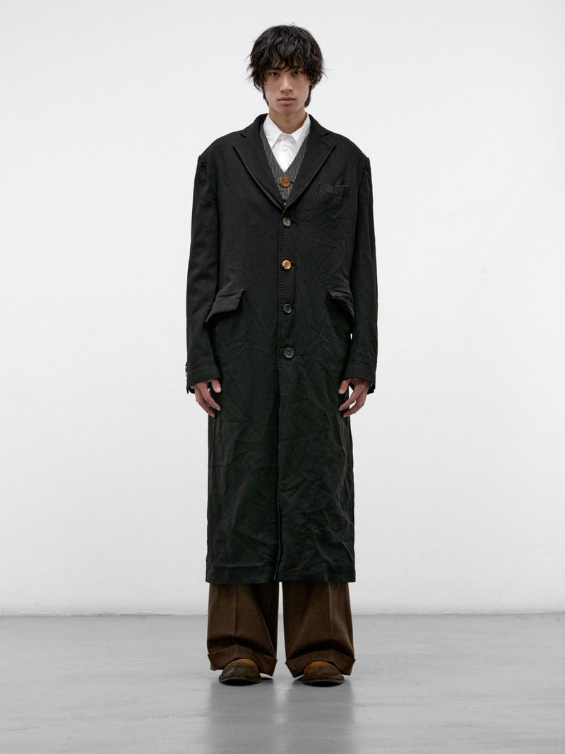 Black Relaxed Long Coat (WR-C001-W26-BLACK)