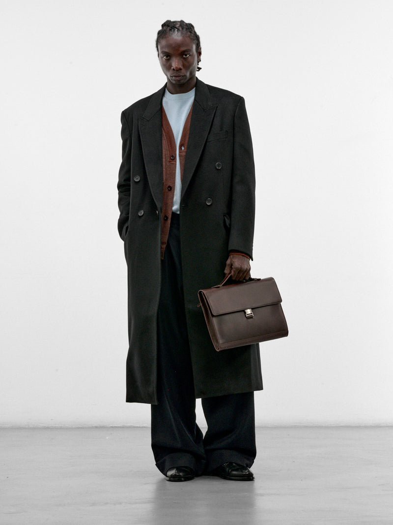 Black Cashmere Double-Breasted Coat (WR-C013-W26-BLACK-BLACK)