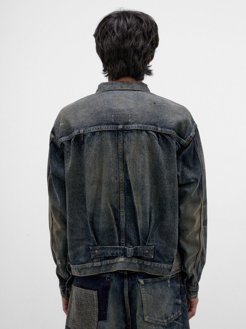 Indigo Patchwork Denim Jacket (WR-J915-W26-INDIGO-MIX)
