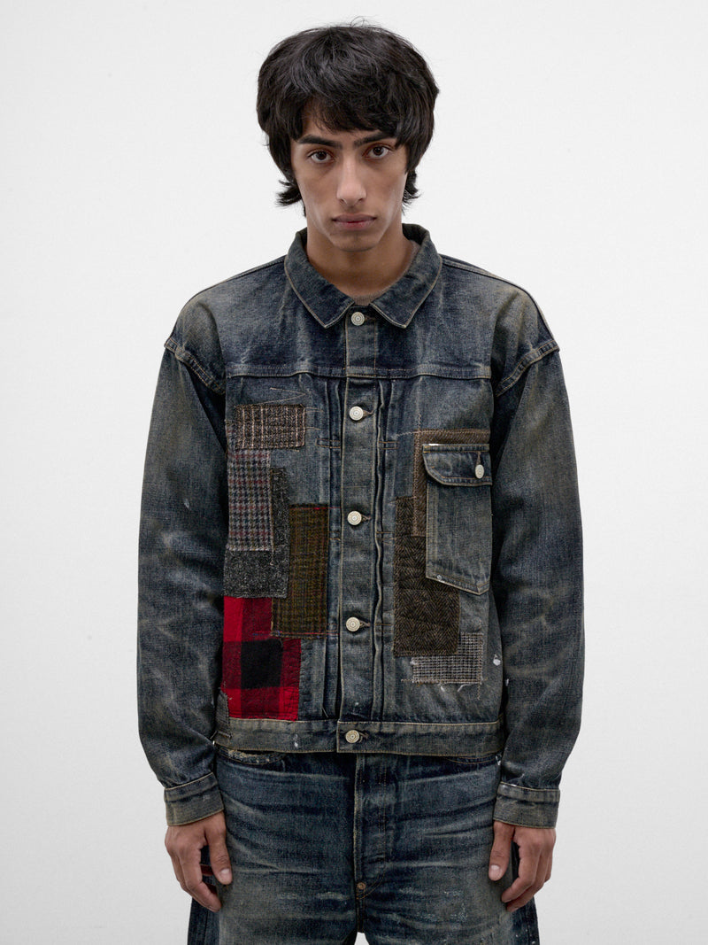 Indigo Patchwork Denim Jacket (WR-J915-W26-INDIGO-MIX)