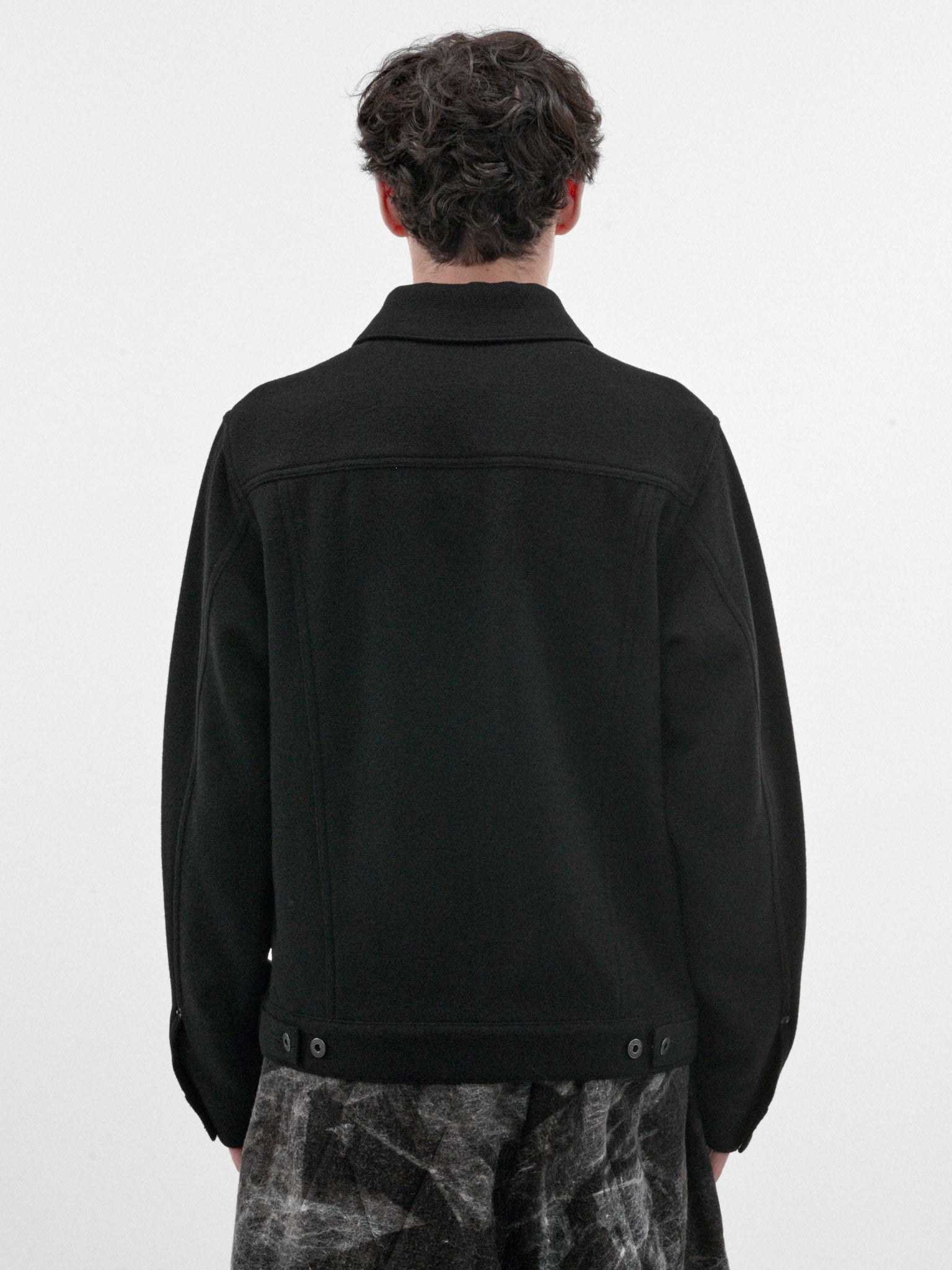 Black Wool Button Jacket (WR-J929-100-BLACK)