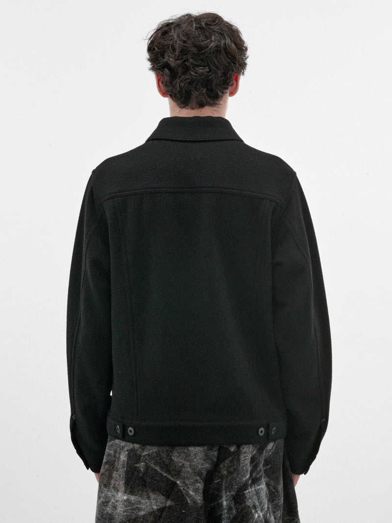 Black Wool Button Jacket (WR-J929-100-BLACK)
