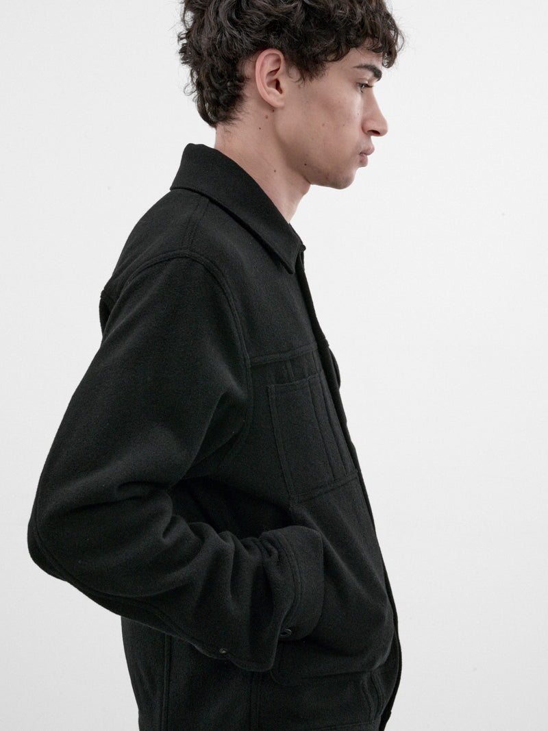 Black Wool Button Jacket (WR-J929-100-BLACK)
