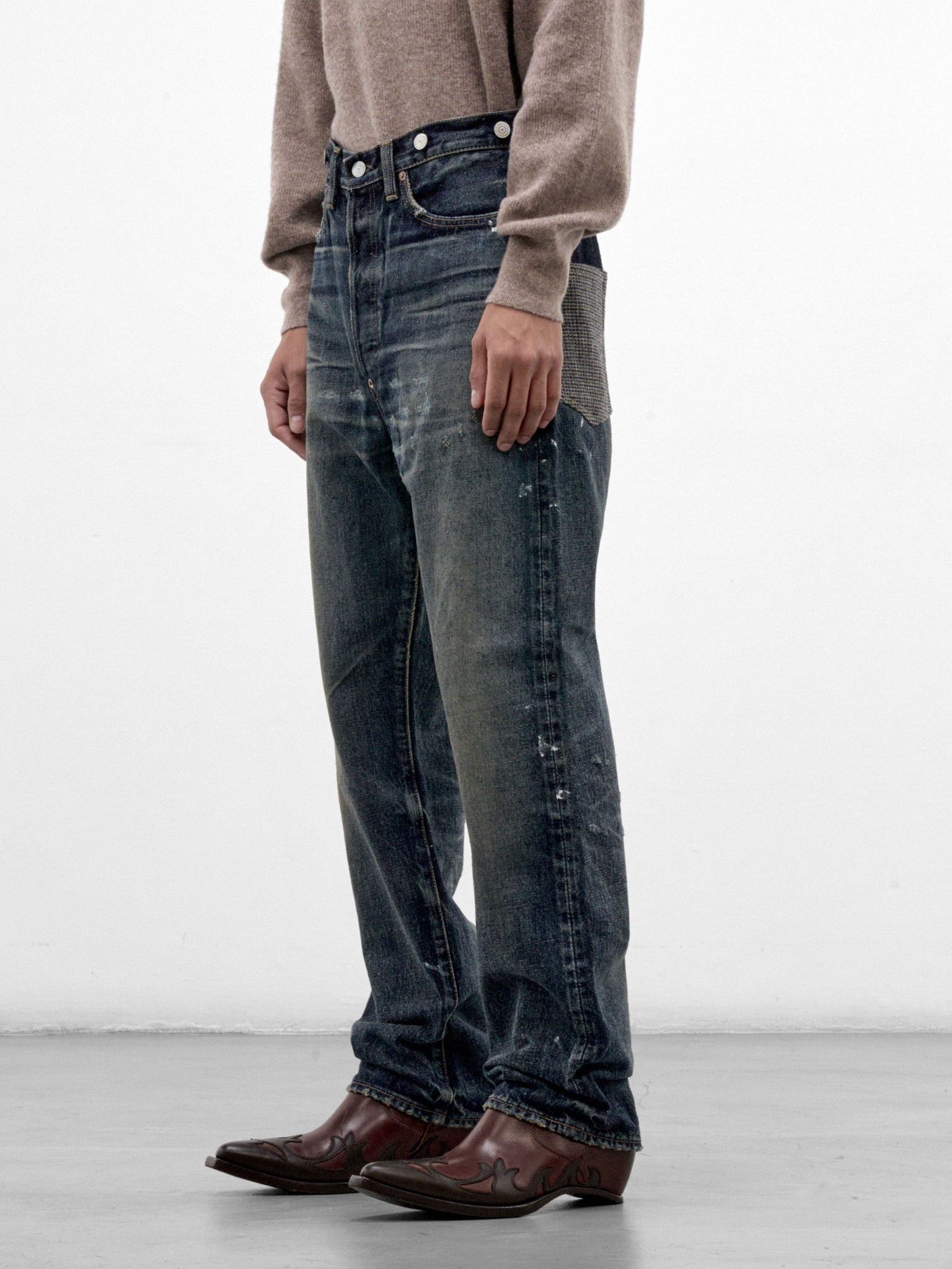Blue Repaired Denim Jeans (WR-P907-W26-MULTI)