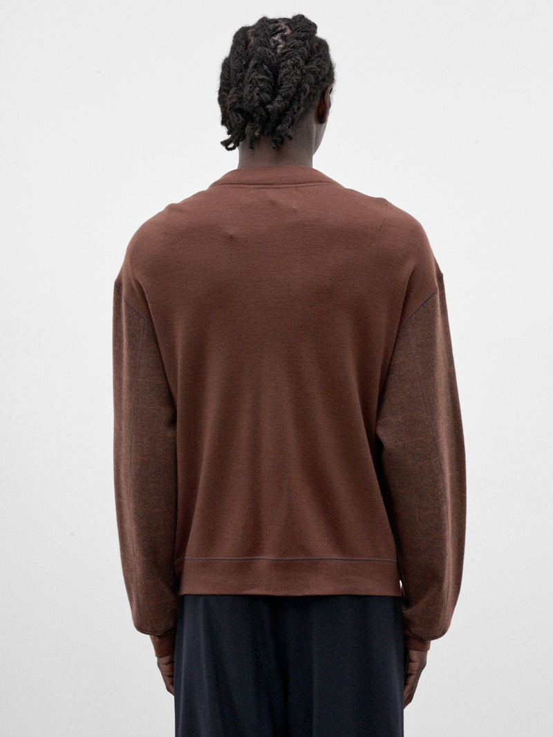 Brown Knit V-Neck Cardigan (WR-T013-W26-MULTI)