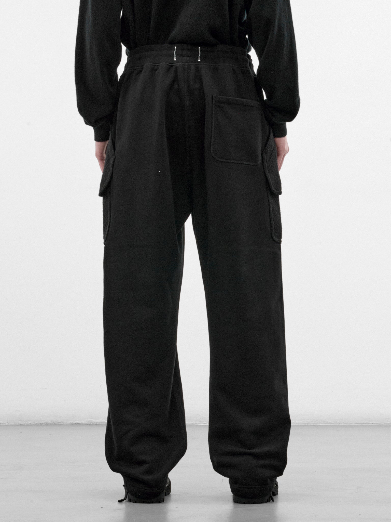 Black Cotton Cargo Sweatpants (WR-T906-100-BLACK)