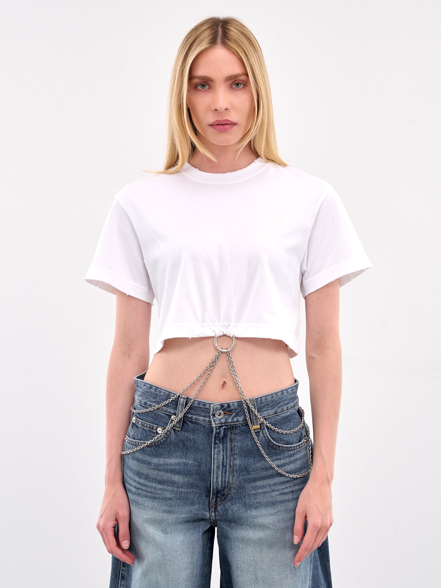 Ring & Chain Crop Tee (WD-TT1-25-721-WHITE)